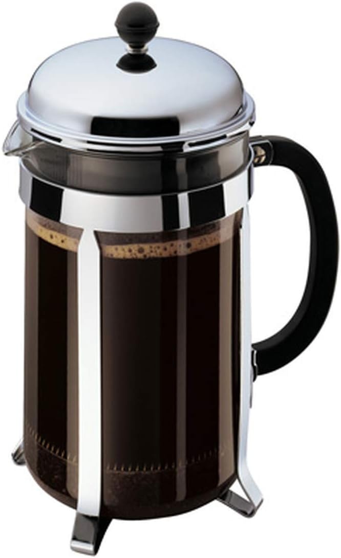 image:imageBodum 17oz Chambord French Press Coffee Maker HighHeat Borosilicate Glass Polished Stainless Steel Made in PortugalChrome