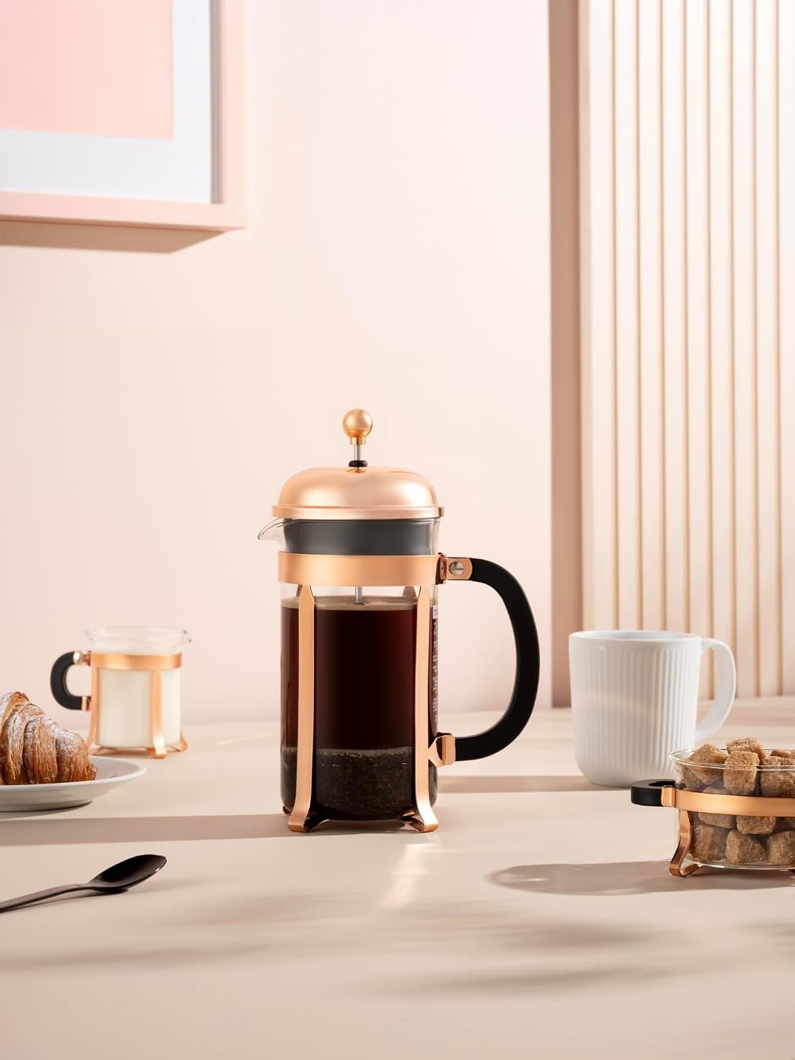 image:imageBodum 17oz Chambord French Press Coffee Maker HighHeat Borosilicate Glass Polished Stainless Steel Made in PortugalCopper