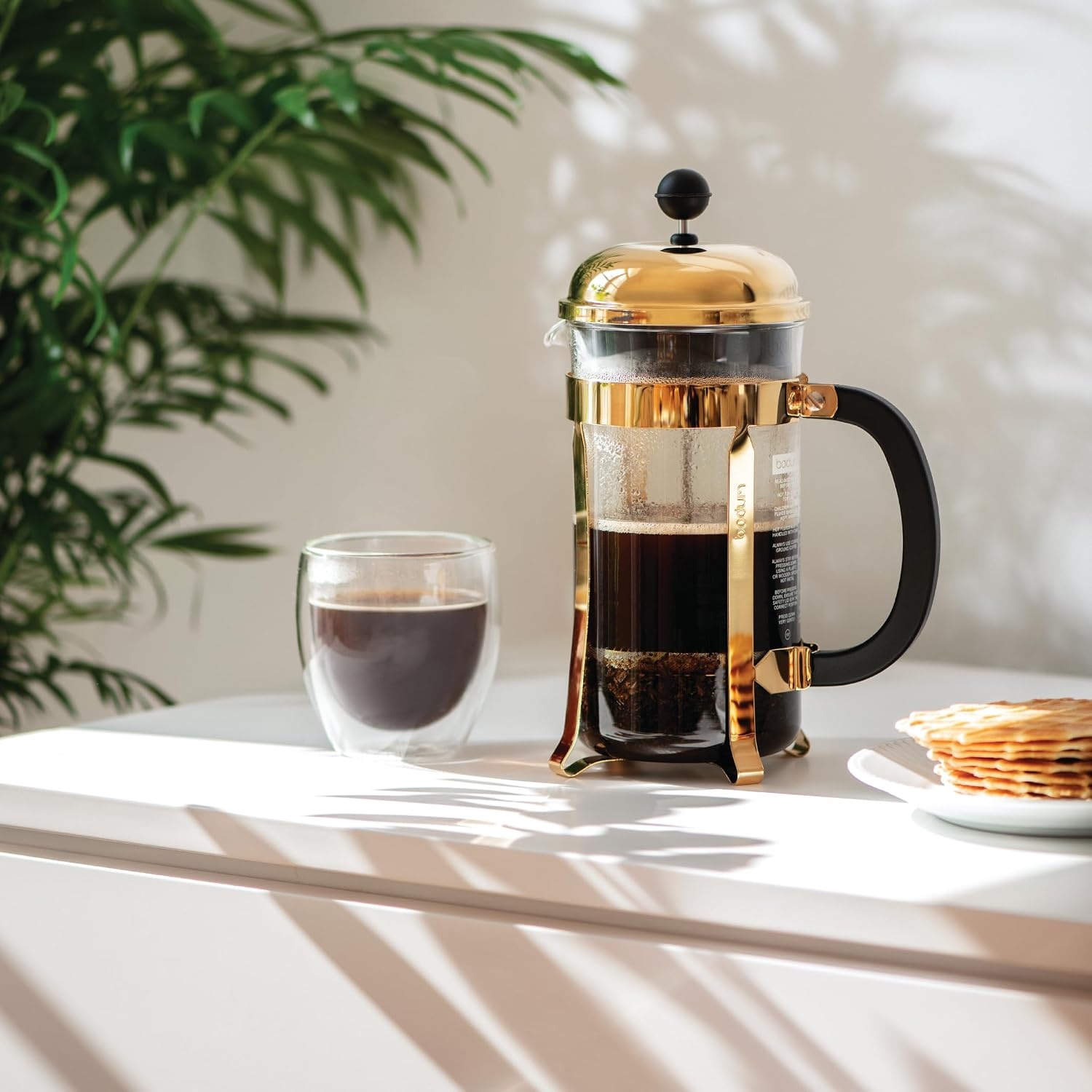 image:imageBodum 17oz Chambord French Press Coffee Maker HighHeat Borosilicate Glass Polished Stainless Steel Made in PortugalGold