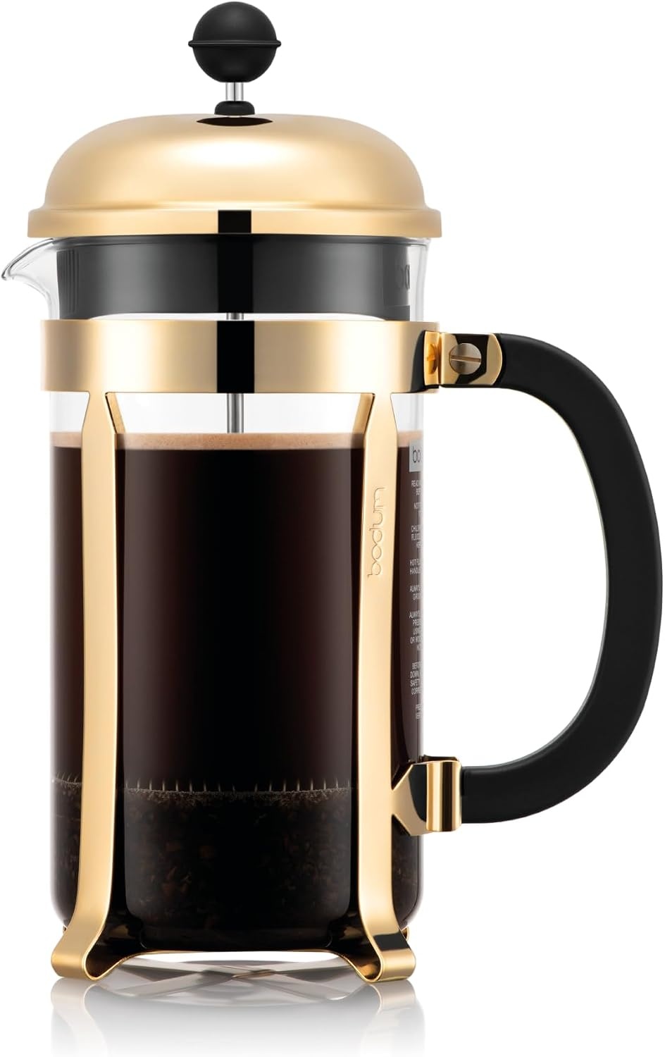 image:imageBodum 17oz Chambord French Press Coffee Maker HighHeat Borosilicate Glass Polished Stainless Steel Made in PortugalGold