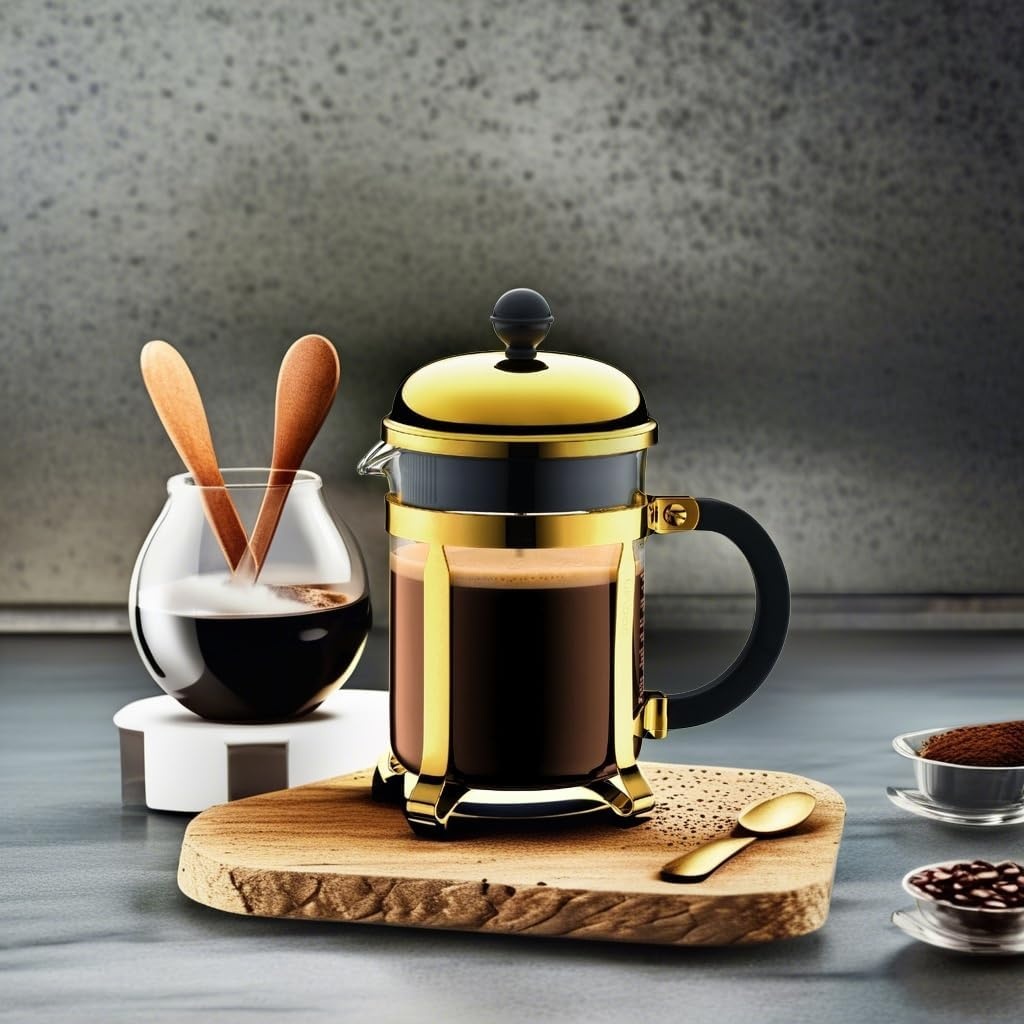 image:imageBodum 17oz Chambord French Press Coffee Maker HighHeat Borosilicate Glass Polished Stainless Steel Made in PortugalGold