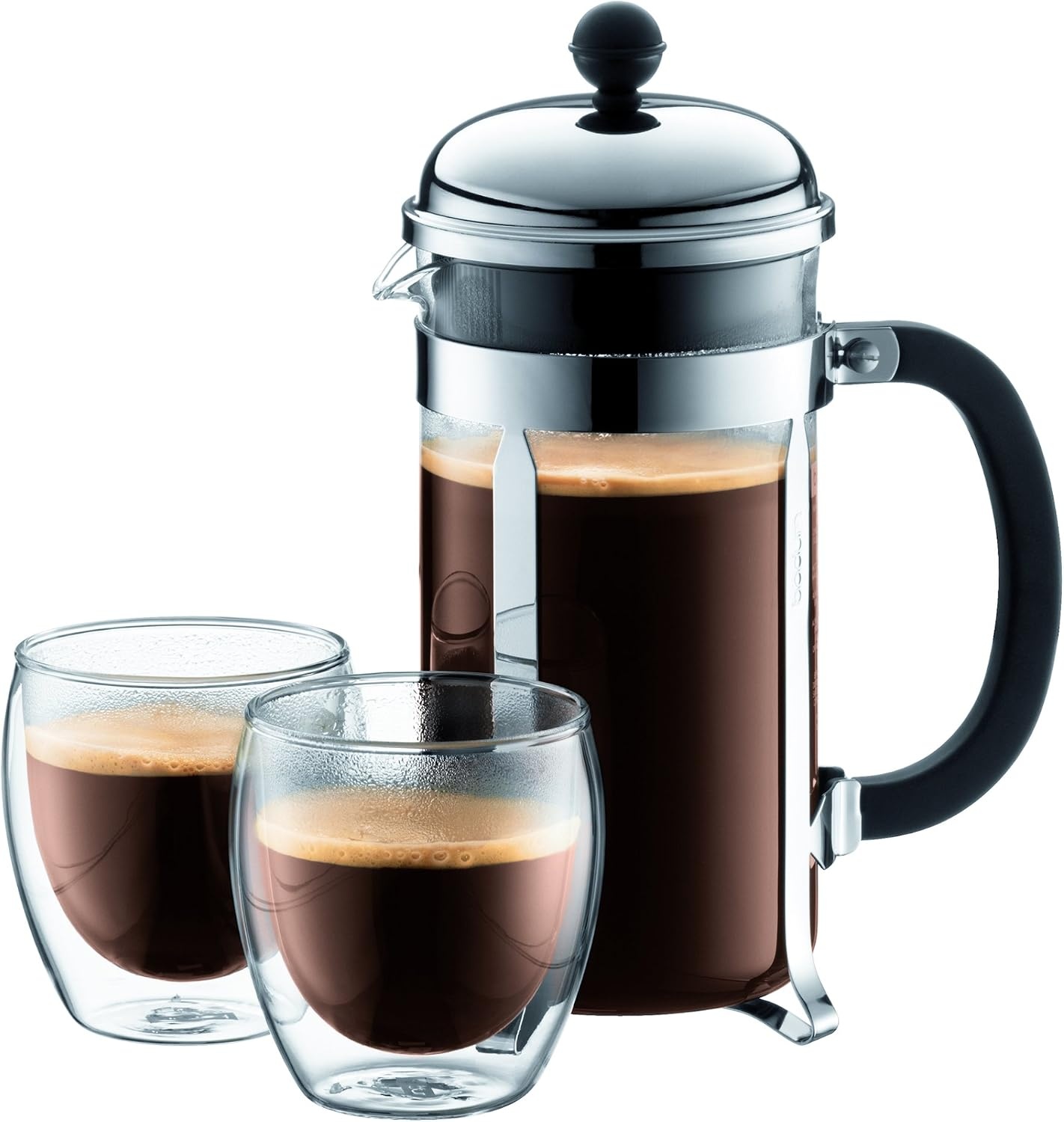 image:imageBodum 17oz Chambord French Press Coffee Maker HighHeat Borosilicate Glass Polished Stainless Steel Made in PortugalMatte Chrome