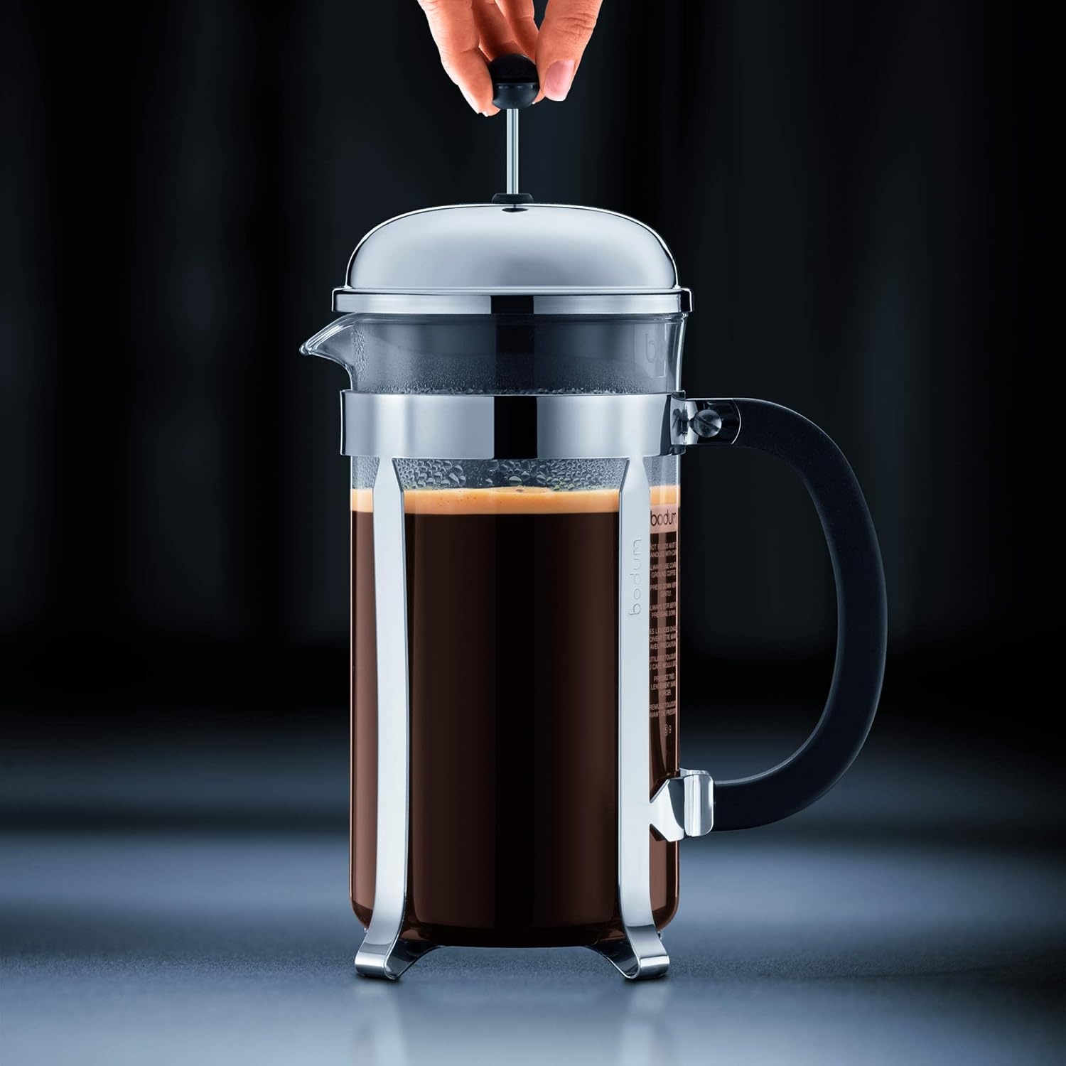 image:imageBodum 17oz Chambord French Press Coffee Maker HighHeat Borosilicate Glass Polished Stainless Steel Made in PortugalMatte Chrome