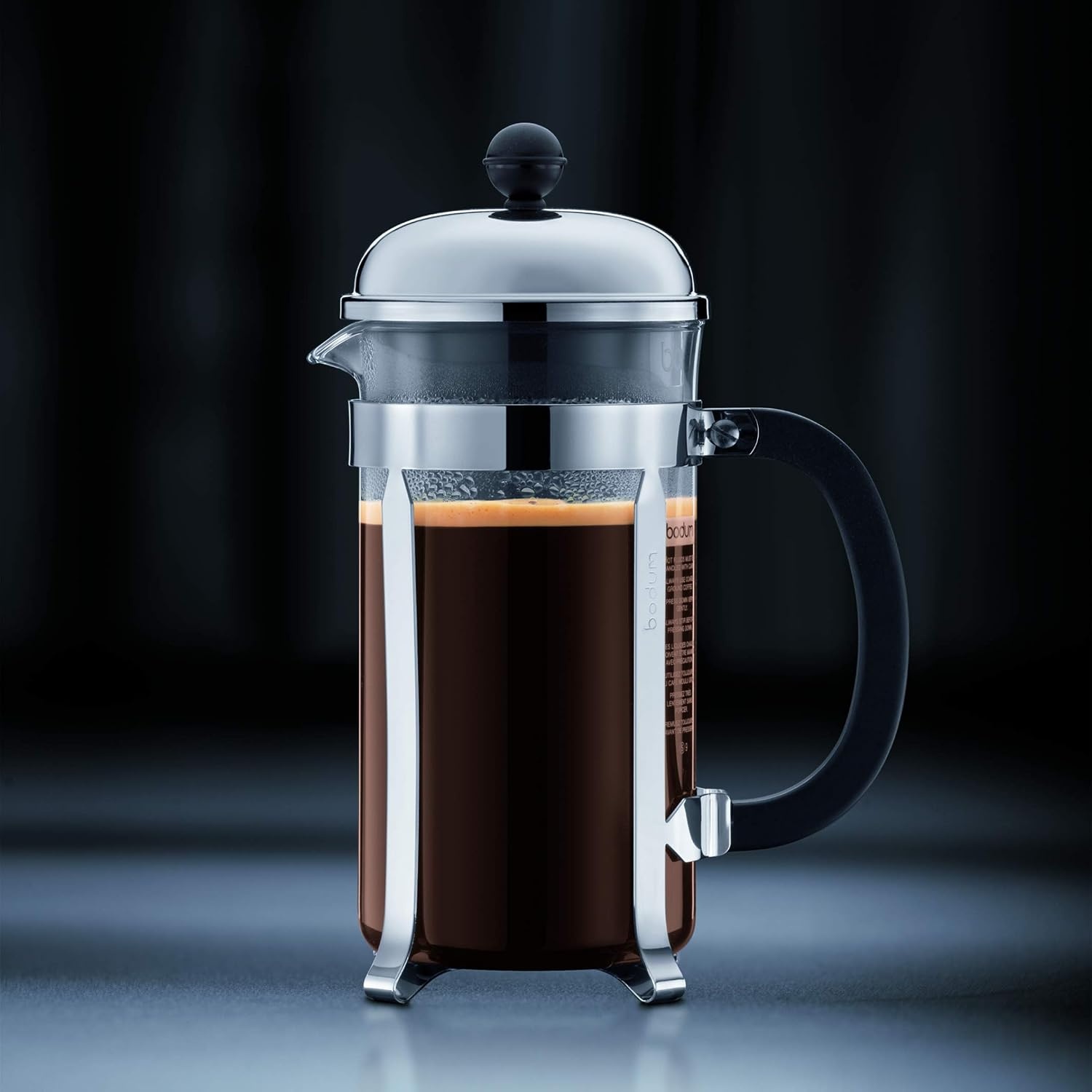 image:imageBodum 17oz Chambord French Press Coffee Maker HighHeat Borosilicate Glass Polished Stainless Steel Made in PortugalMatte Chrome