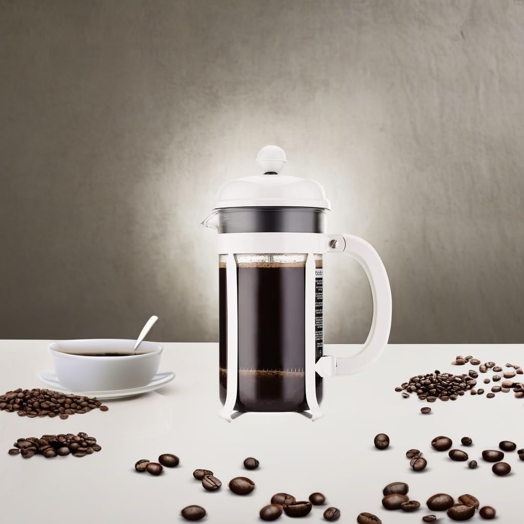 image:imageBodum 17oz Chambord French Press Coffee Maker HighHeat Borosilicate Glass Polished Stainless Steel Made in PortugalWhite