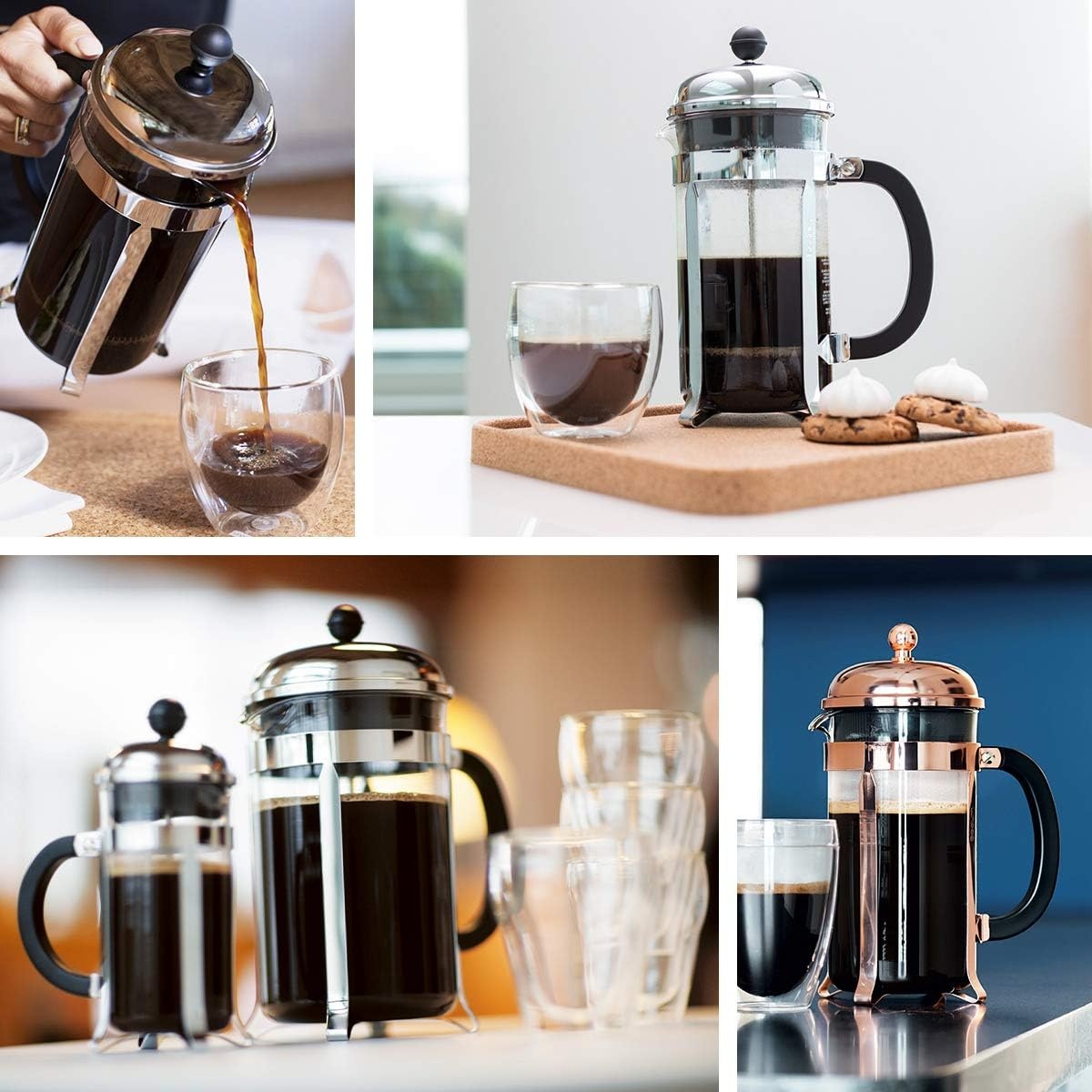 image:imageBodum 17oz Chambord French Press Coffee Maker HighHeat Borosilicate Glass Polished Stainless Steel Made in PortugalWhite