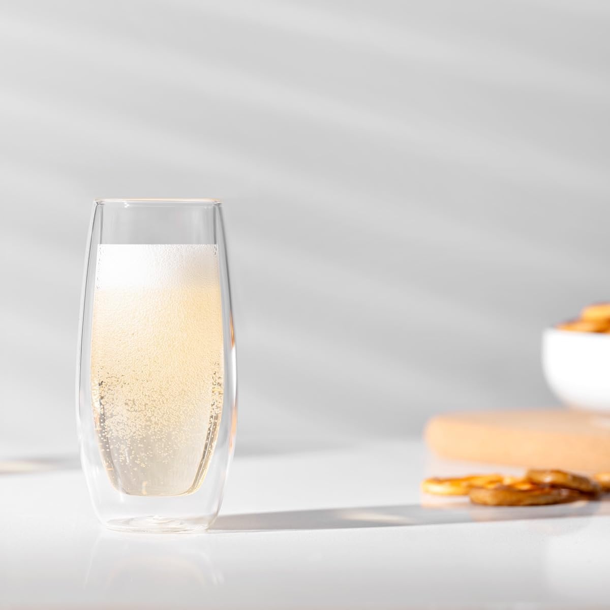 image:imageBodum Skal Champagne Glass Double Wall HighHeat Borosilicate Glass Set of 2Clear