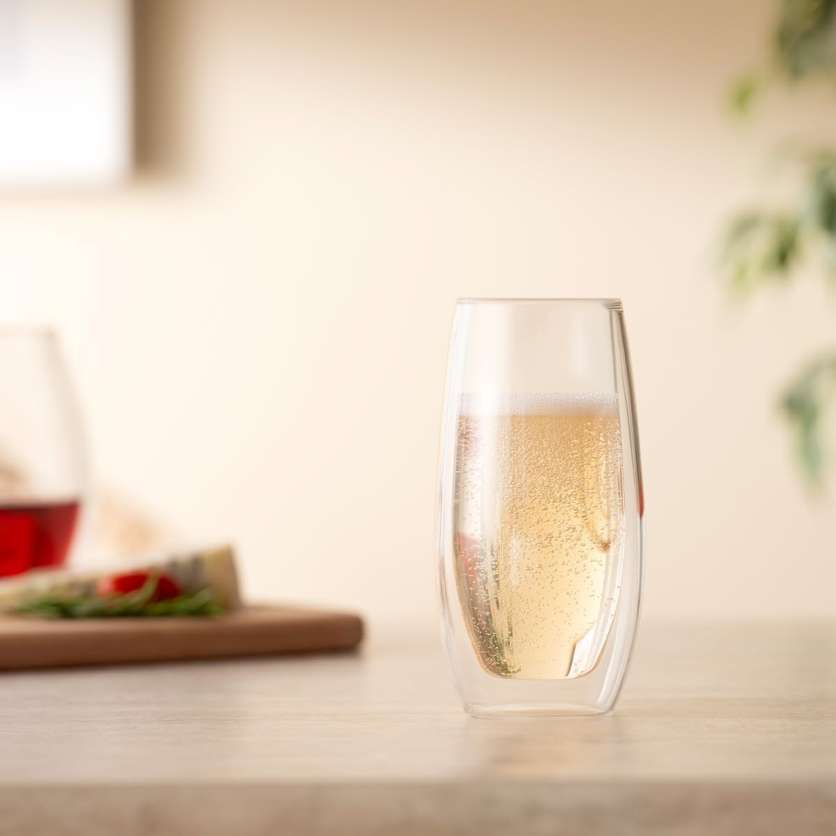 image:imageBodum Skal Champagne Glass Double Wall HighHeat Borosilicate Glass Set of 2Clear