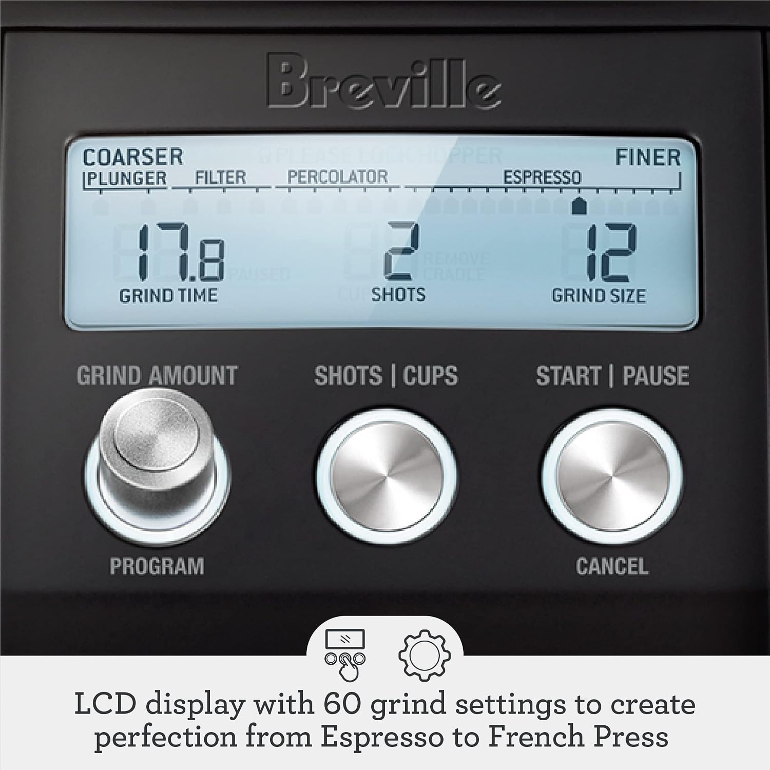 image:imageBreville BCG820BTR Smart Grinder Pro for Coffee and Espresso Black TruffleBlack Sesame