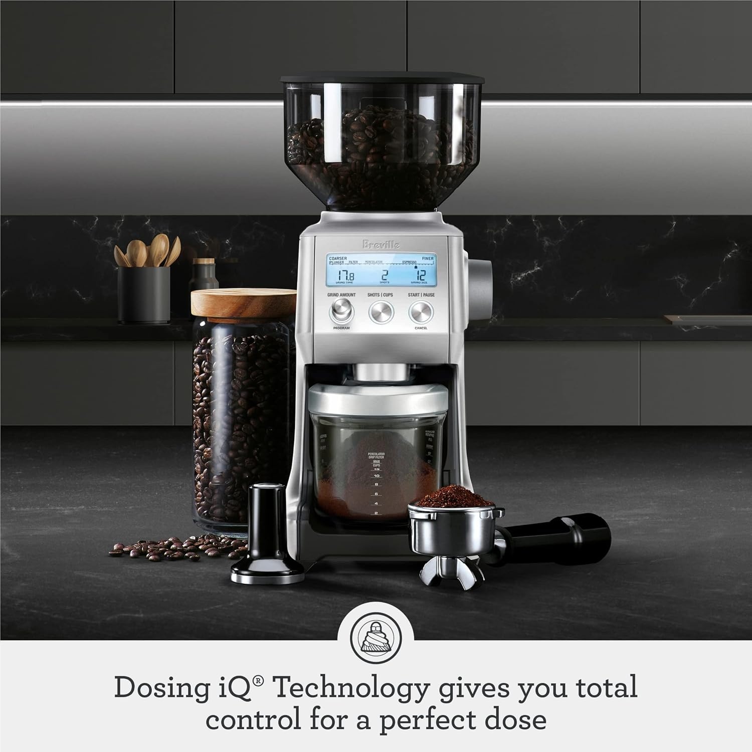 image:imageBreville BCG820BTR Smart Grinder Pro for Coffee and Espresso Black TruffleBrushed Stainless Steel