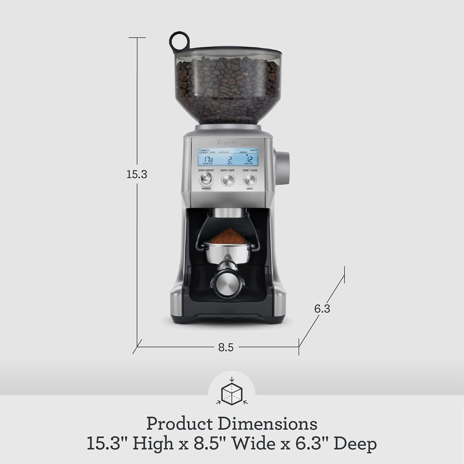 image:imageBreville BCG820BTR Smart Grinder Pro for Coffee and Espresso Black TruffleBrushed Stainless Steel