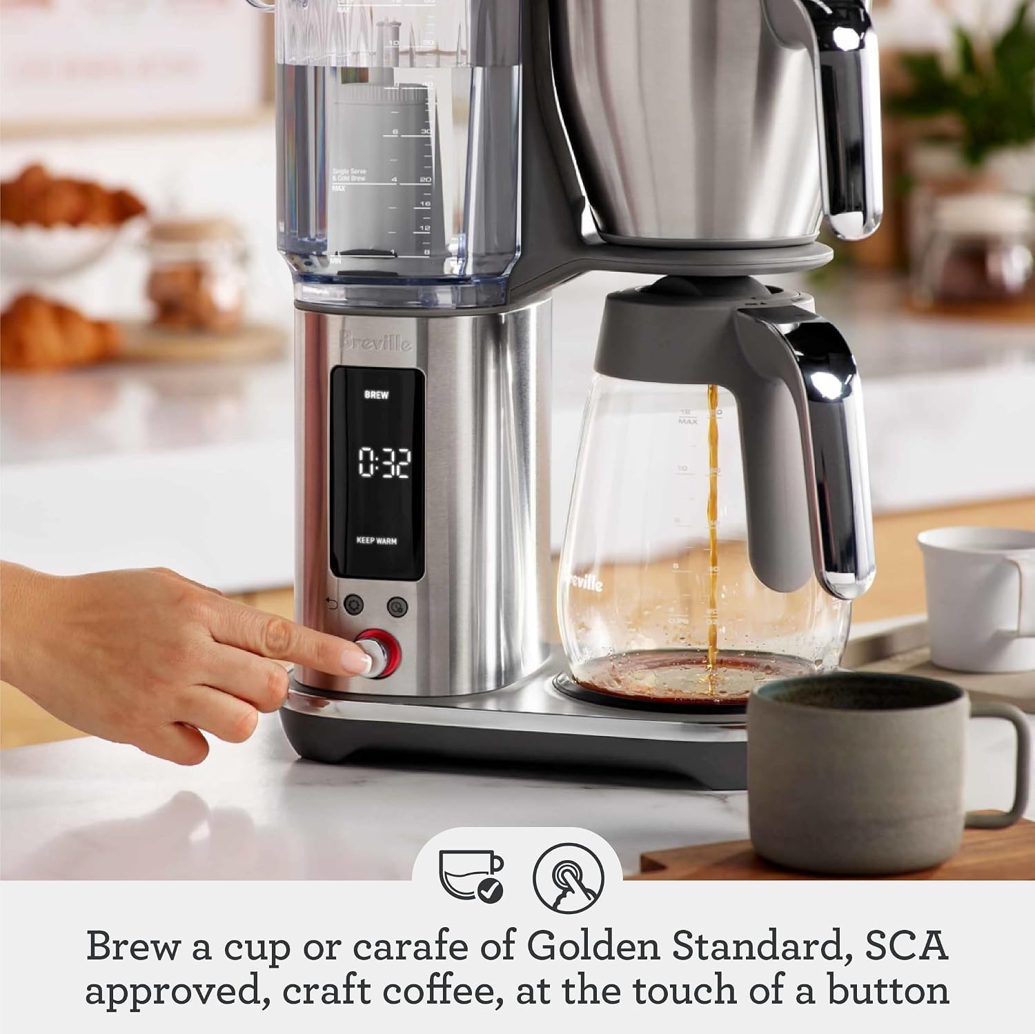 image:imageBreville Luxe Drip Coffee Machine BDC465BSS Brushed Stainless Steel Thermal CarafeBlack Truffle