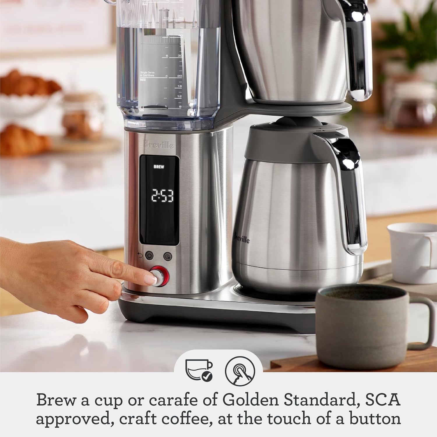 image:imageBreville Luxe Drip Coffee Machine BDC465BSS Brushed Stainless Steel Thermal CarafeBlack Truffle