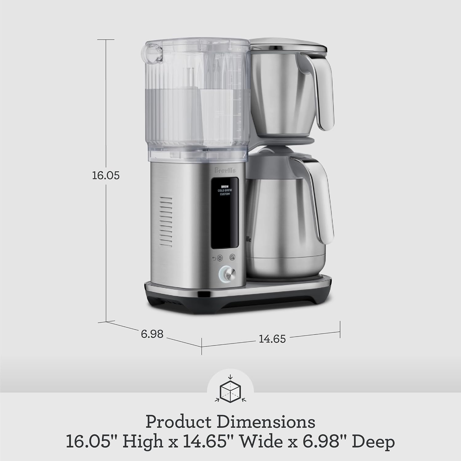 image:imageBreville Luxe Drip Coffee Machine BDC465BSS Brushed Stainless Steel Thermal CarafeBlack Truffle