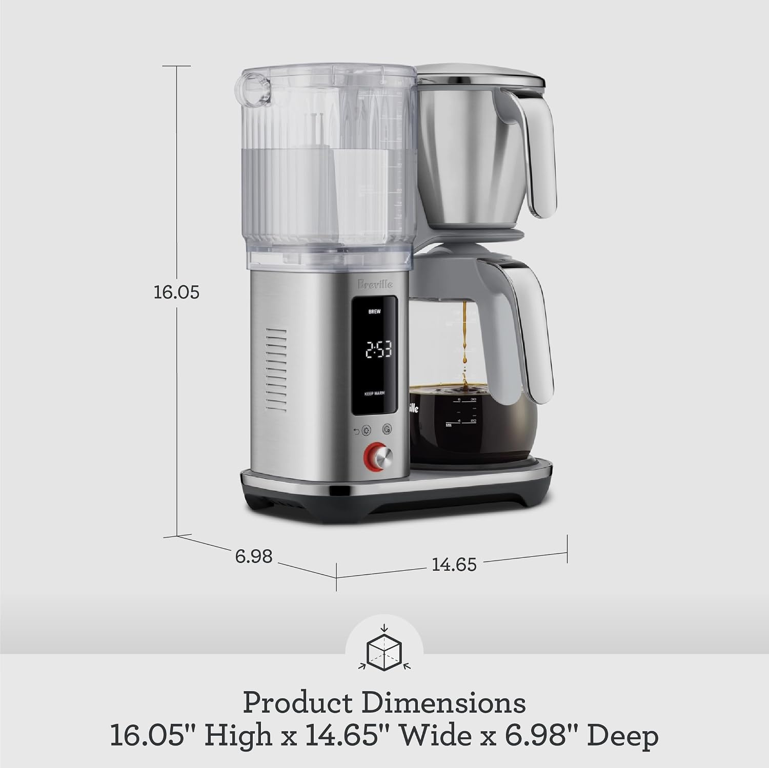 image:imageBreville Luxe Drip Coffee Machine BDC465BSS Brushed Stainless Steel Thermal CarafeBlack Truffle