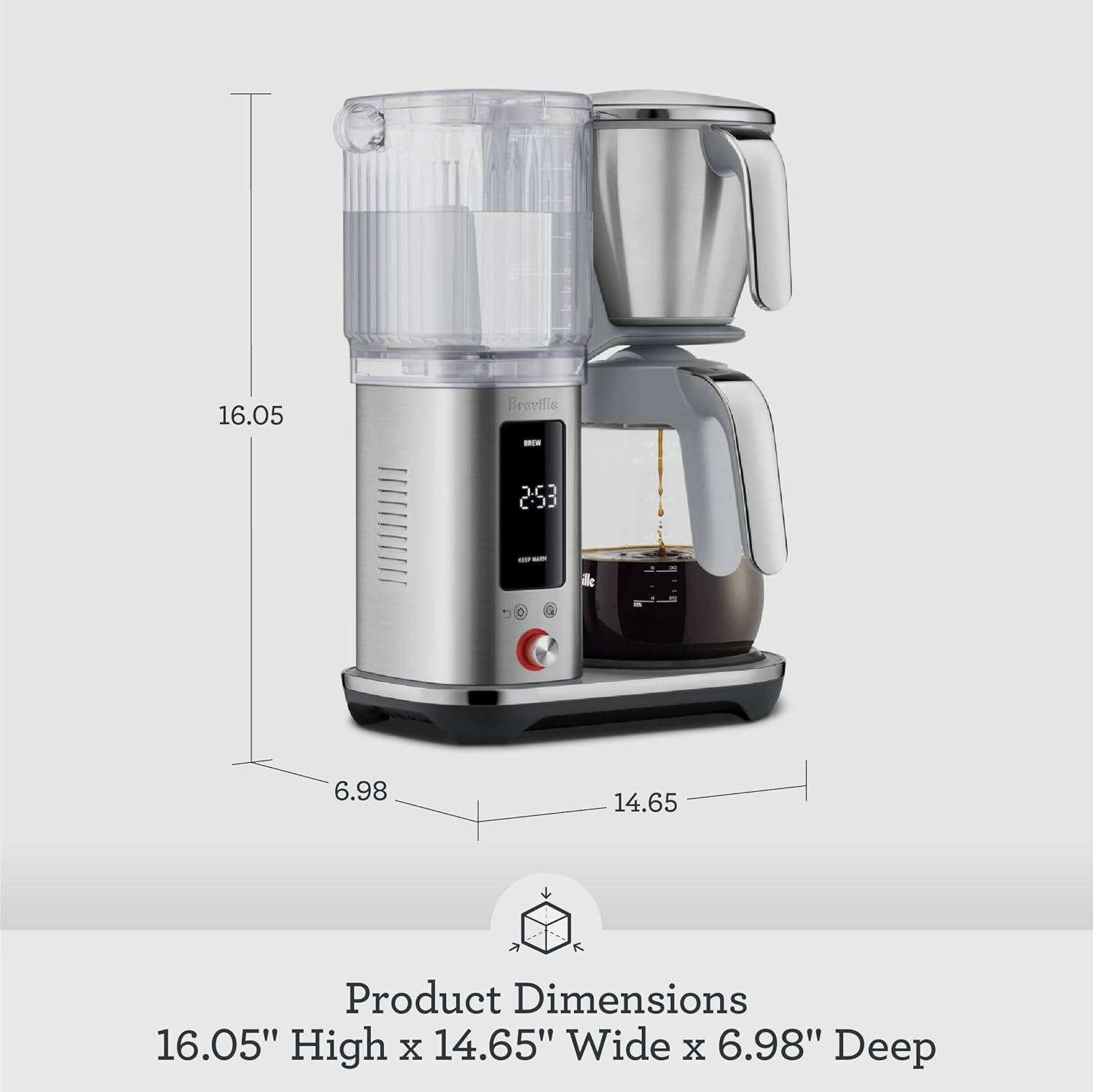 image:imageBreville Luxe Drip Coffee Machine BDC465BSS Brushed Stainless Steel Thermal CarafeBrushed Stainless Steel