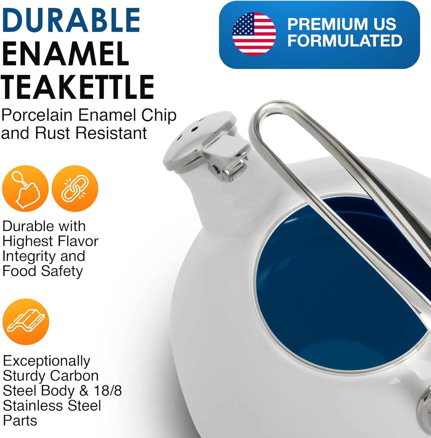 image:imageChantal Classic Teakettle 18 QT Enamel On Steel 2Tone Harmonica Whistle Rapid Boil and Even Heating BlackOnyx