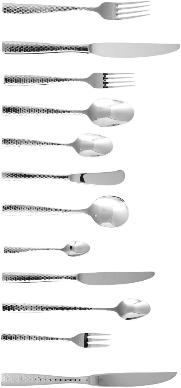 image:imageFortessa Lucca Faceted 1810 Stainless Steel Flatware Serving Spoon 9InchLucca Faceted