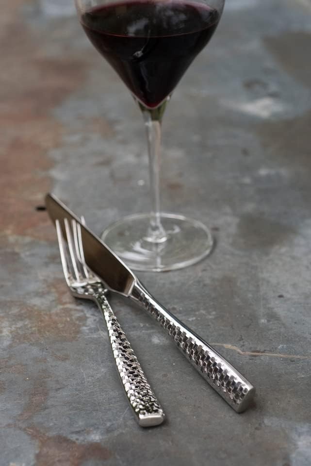 image:imageFortessa Lucca Faceted 1810 Stainless Steel Flatware Serving Spoon 9InchLucca Faceted