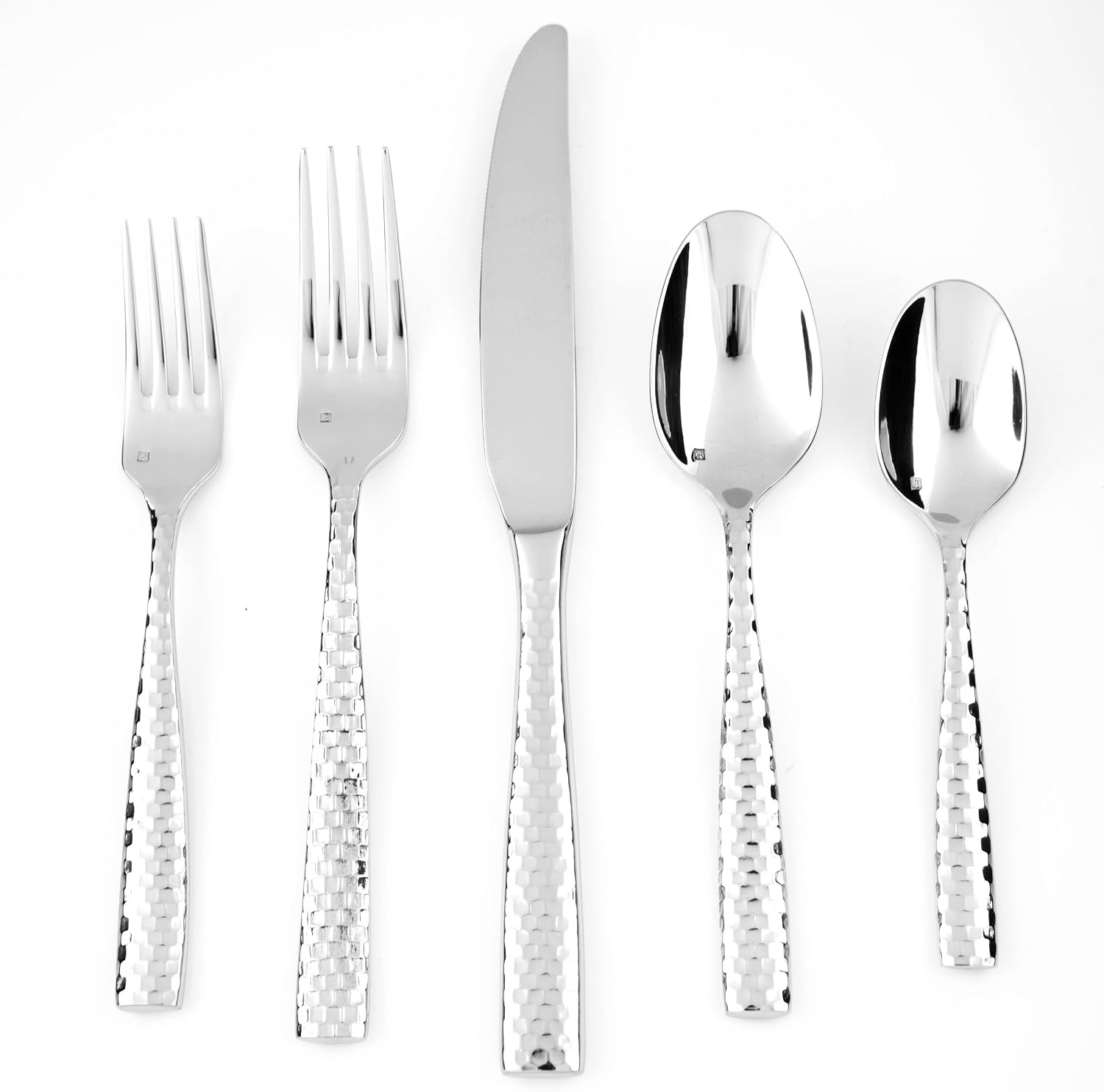 image:imageFortessa Lucca Faceted 1810 Stainless Steel Flatware Serving Spoon 9InchLucca Faceted