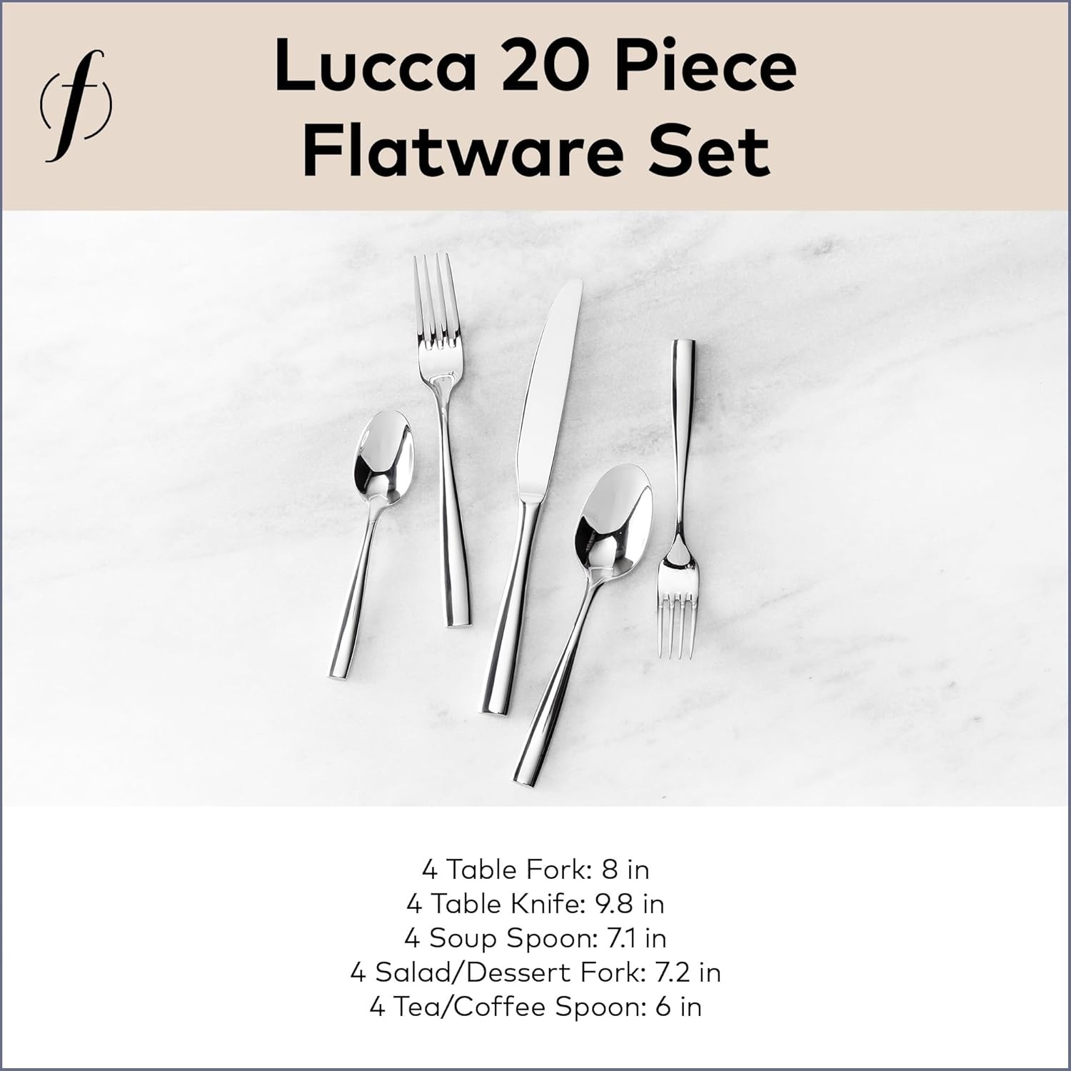 image:imageFortessa Lucca Faceted 1810 Stainless Steel Flatware Serving Spoon 9InchLucca Faceted