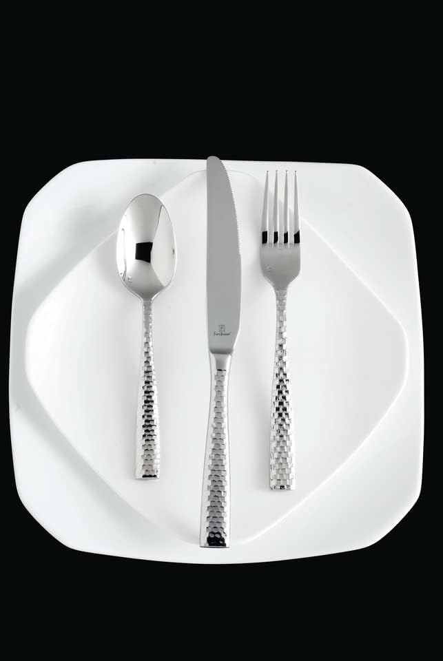image:imageFortessa Lucca Faceted 1810 Stainless Steel Flatware Serving Spoon 9InchLucca Faceted