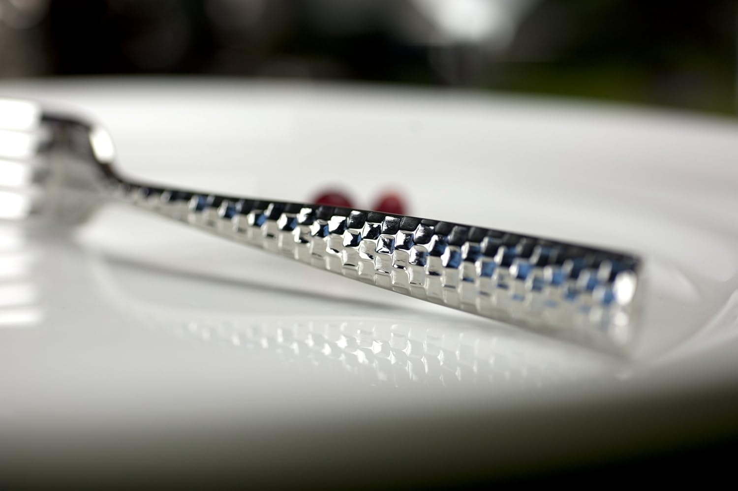 image:imageFortessa Lucca Faceted 1810 Stainless Steel Flatware Serving Spoon 9InchLucca Faceted