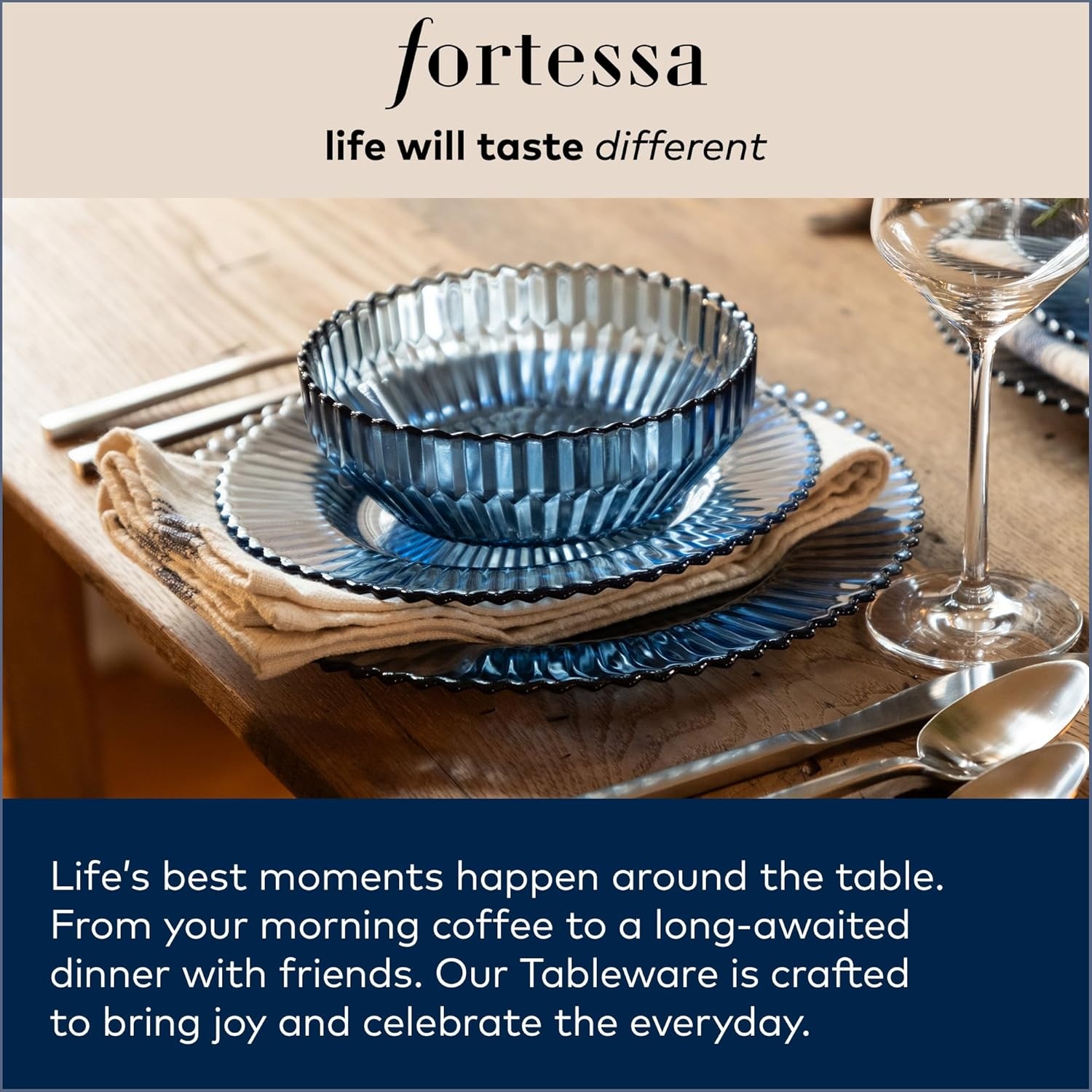 image:imageFortessa Lucca Faceted 1810 Stainless Steel Flatware Serving Spoon 9InchLucca Faceted