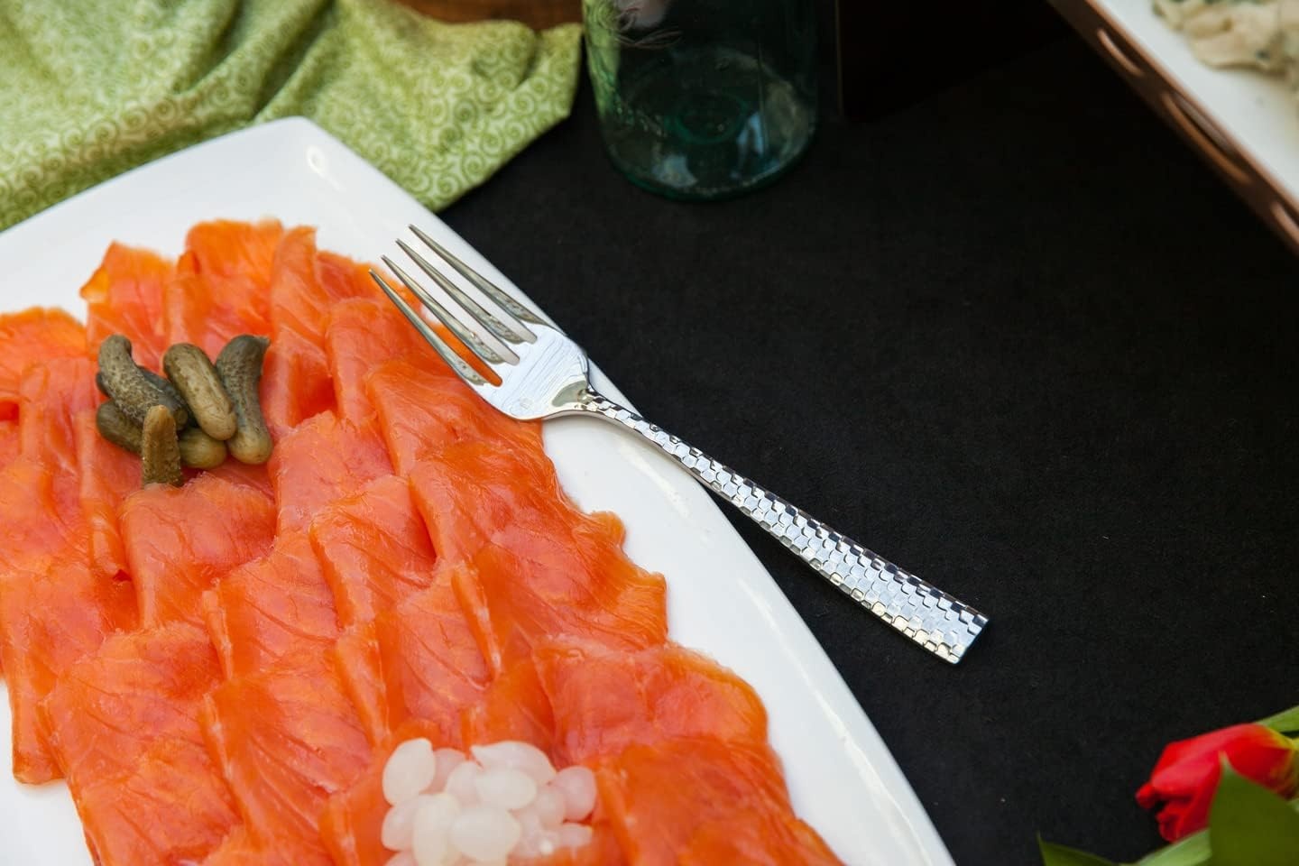 image:imageFortessa Lucca Faceted 1810 Stainless Steel Flatware Serving Spoon 9InchLucca Faceted