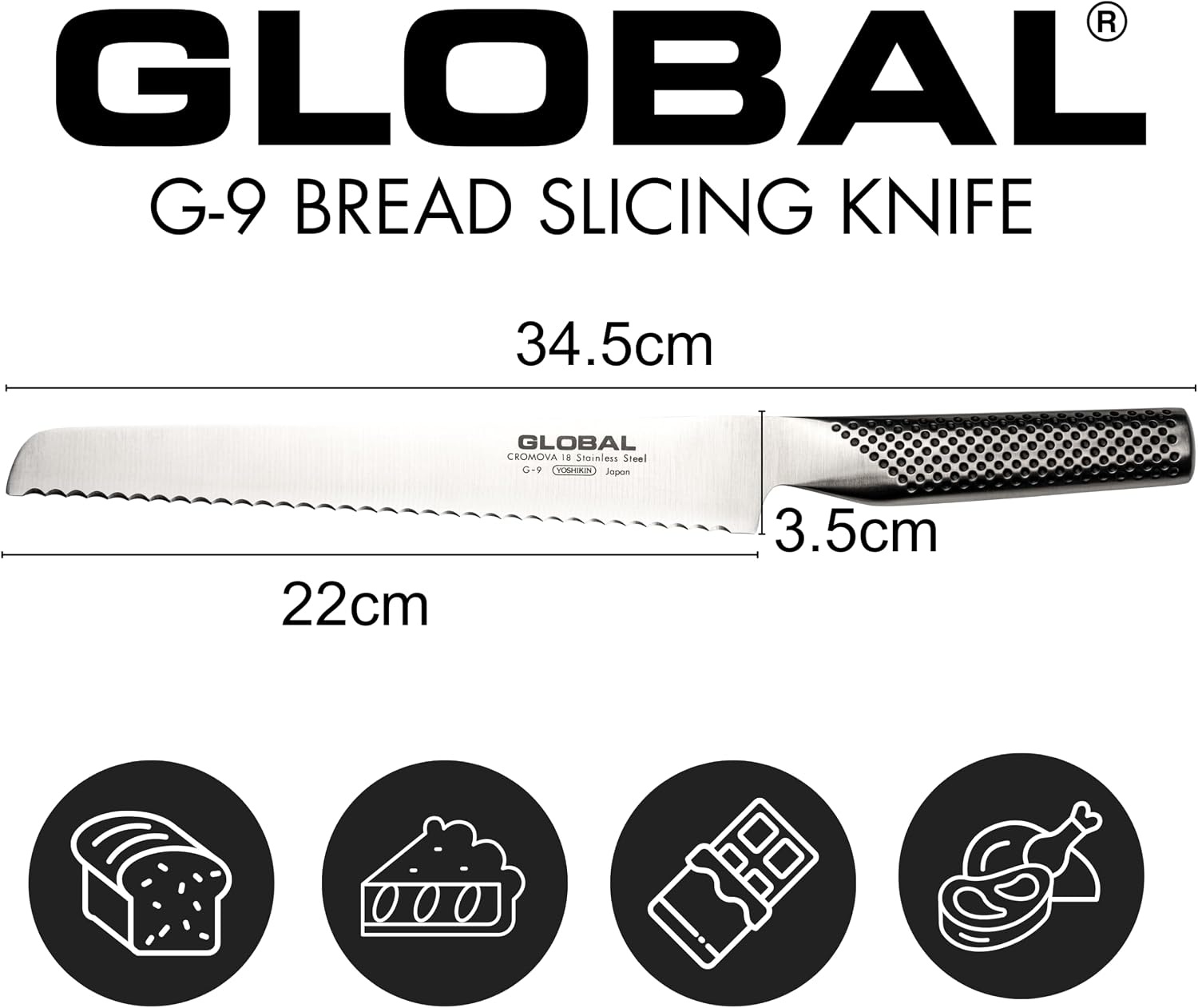 image:imageGlobal G9834 inch 22cm Bread Knife 875 Stainless Steel85