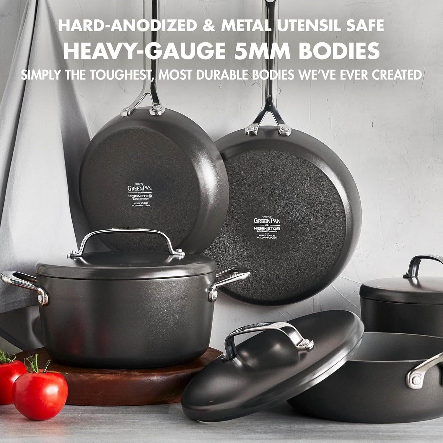 image:imageGreenPan GP5 Hard Anodized Healthy Ceramic Nonstick 14 Piece Cookware Pots and Pans SetHeavy Gauge Scratch ResistantStayFlat Surface Induction Mirror Finish HandleOven SafePFASFree BlueCocoa