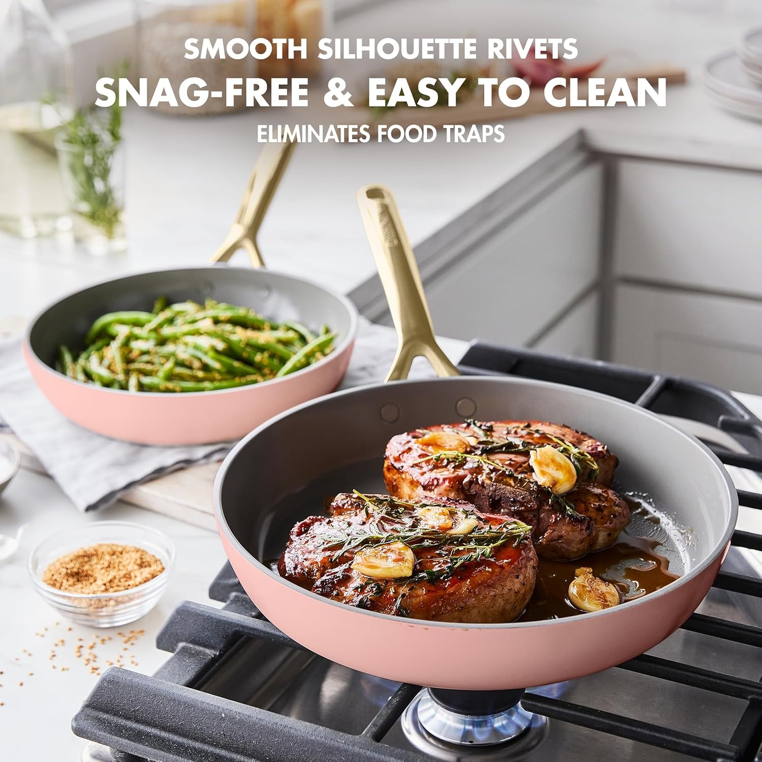 image:imageGreenPan GP5 Hard Anodized Healthy Ceramic Nonstick 14 Piece Cookware Pots and Pans SetHeavy Gauge Scratch ResistantStayFlat Surface Induction Mirror Finish HandleOven SafePFASFree BlueDusty Rose