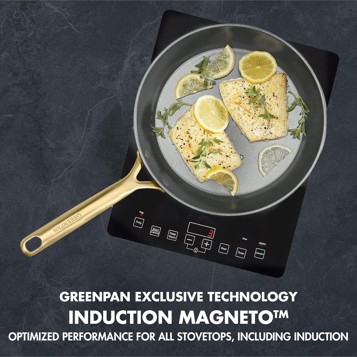 image:imageGreenPan GP5 Hard Anodized Healthy Ceramic Nonstick 14 Piece Cookware Pots and Pans SetHeavy Gauge Scratch ResistantStayFlat Surface Induction Mirror Finish HandleOven SafePFASFree BlueCharcoal Gray