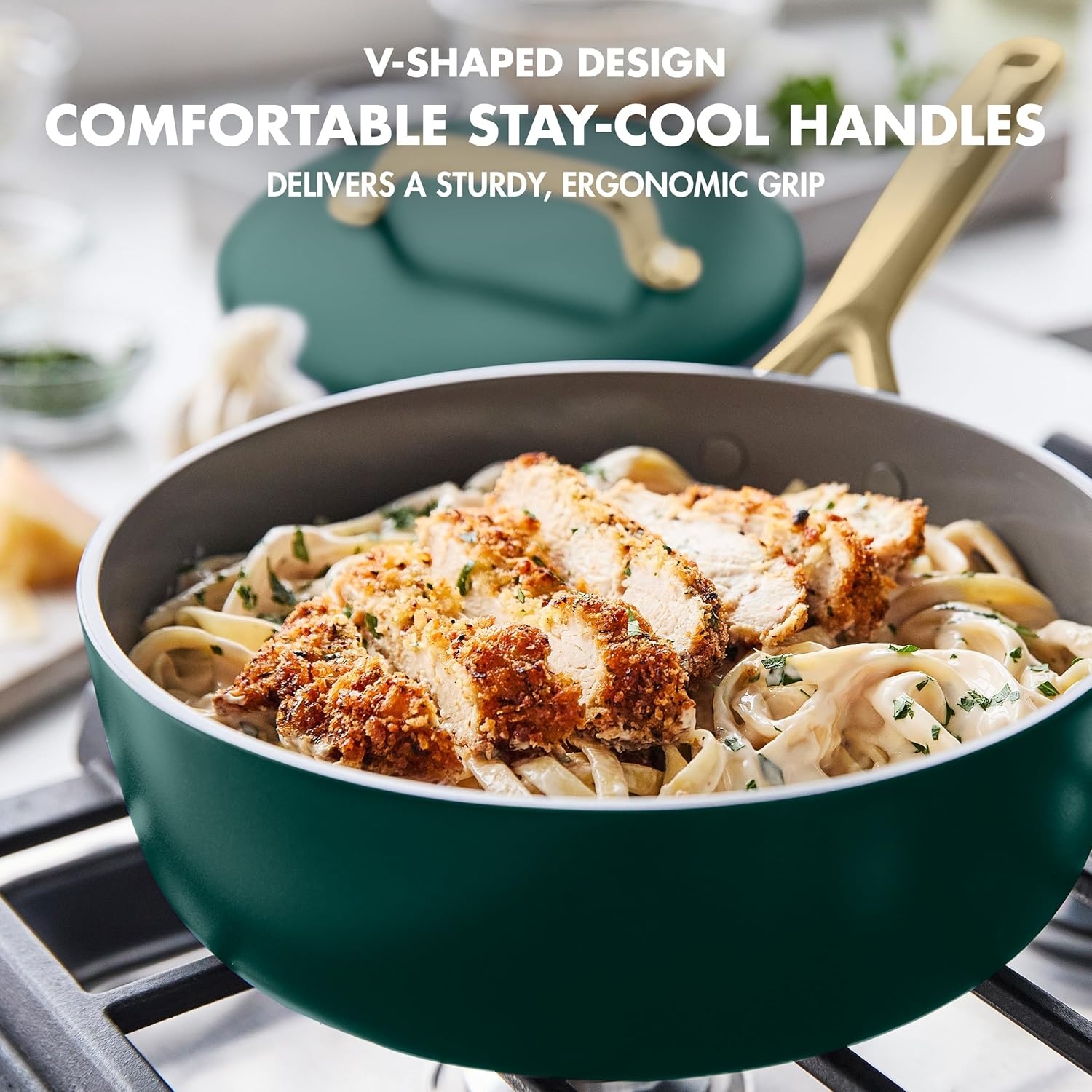 image:imageGreenPan GP5 Hard Anodized Healthy Ceramic Nonstick 14 Piece Cookware Pots and Pans SetHeavy Gauge Scratch ResistantStayFlat Surface Induction Mirror Finish HandleOven SafePFASFree BlueRainforest Green