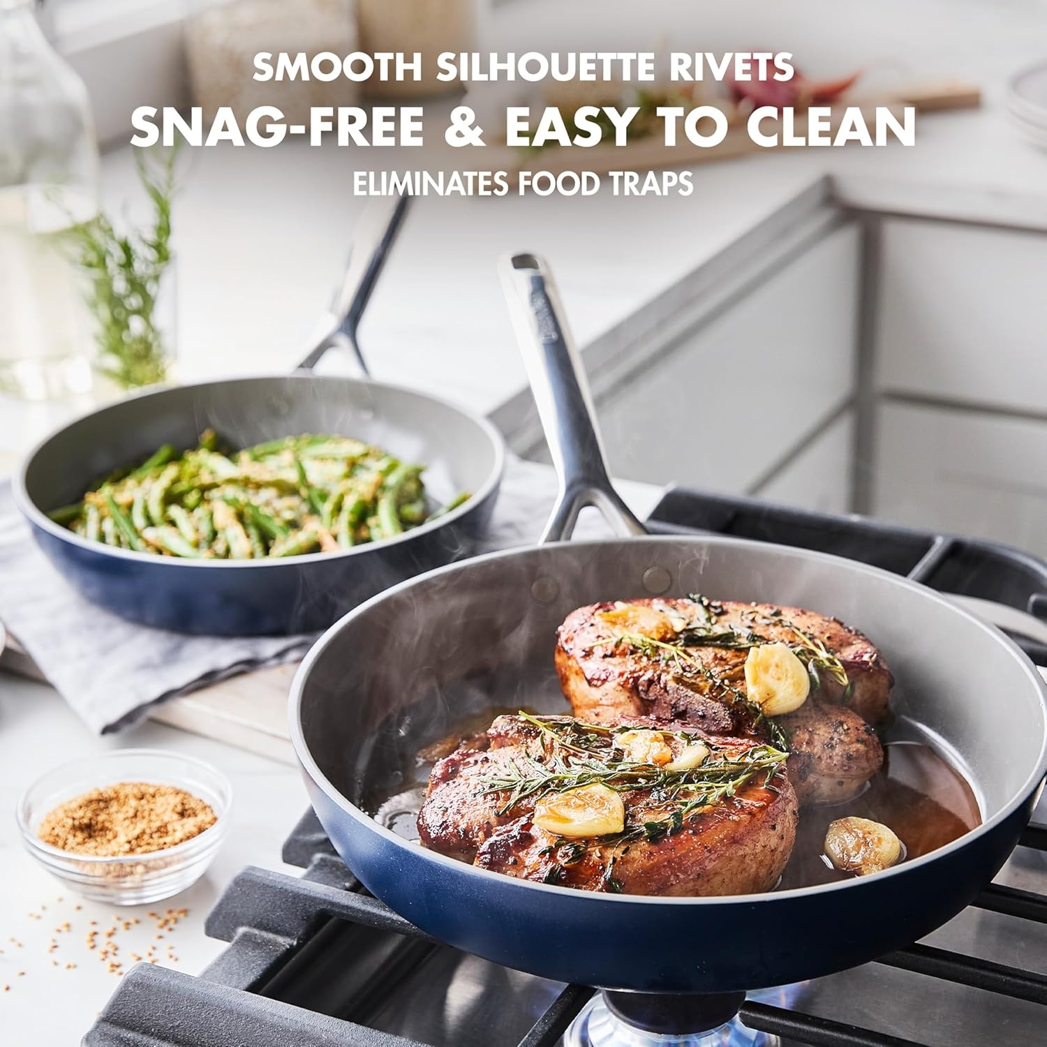 image:imageGreenPan GP5 Hard Anodized Healthy Ceramic Nonstick 14 Piece Cookware Pots and Pans SetHeavy Gauge Scratch ResistantStayFlat Surface Induction Mirror Finish HandleOven SafePFASFree BlueBlue