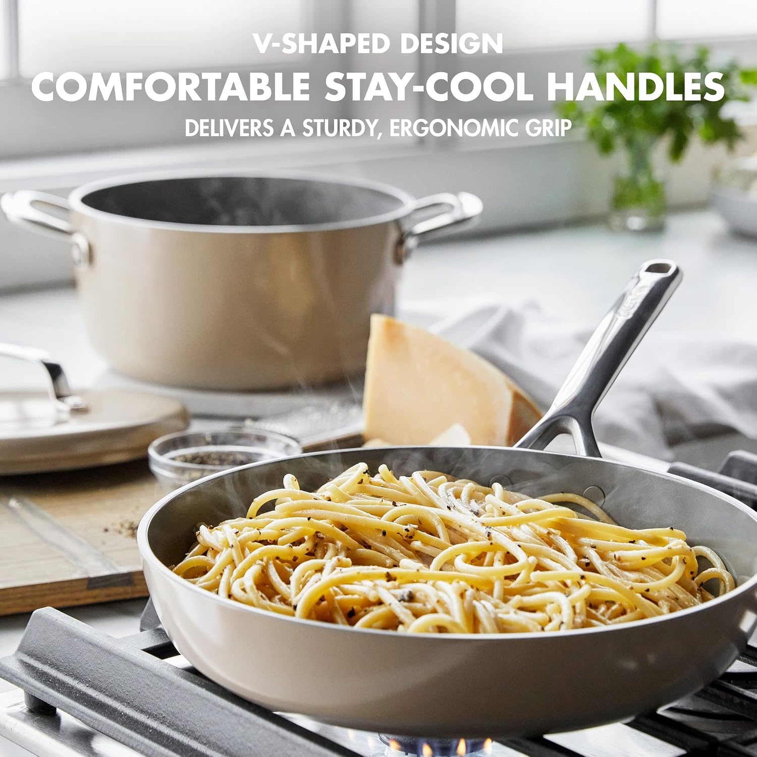 image:imageGreenPan GP5 Hard Anodized Healthy Ceramic Nonstick 14 Piece Cookware Pots and Pans SetHeavy Gauge Scratch ResistantStayFlat Surface Induction Mirror Finish HandleOven SafePFASFree BlueTaupe