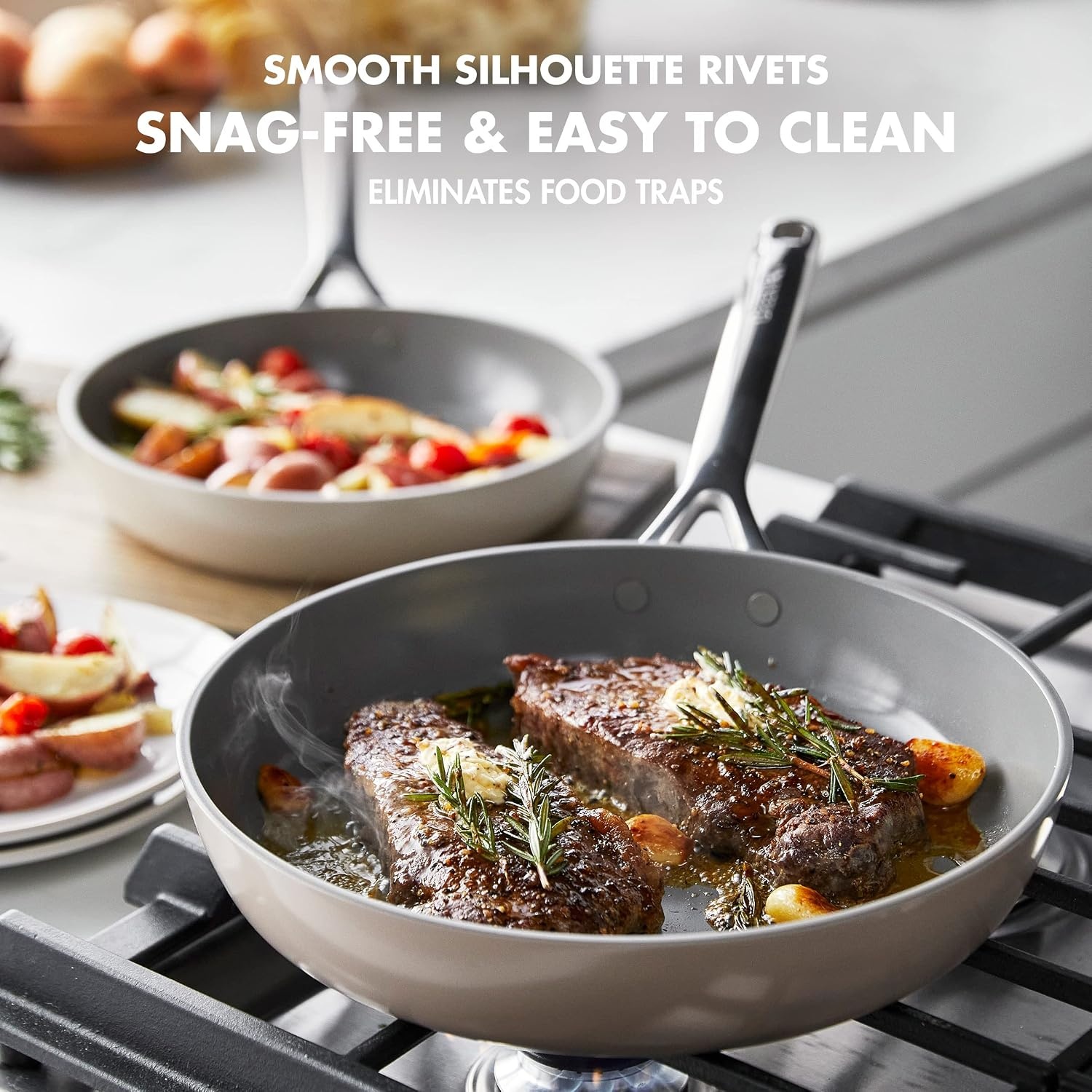image:imageGreenPan GP5 Hard Anodized Healthy Ceramic Nonstick 14 Piece Cookware Pots and Pans SetHeavy Gauge Scratch ResistantStayFlat Surface Induction Mirror Finish HandleOven SafePFASFree BlueTaupe