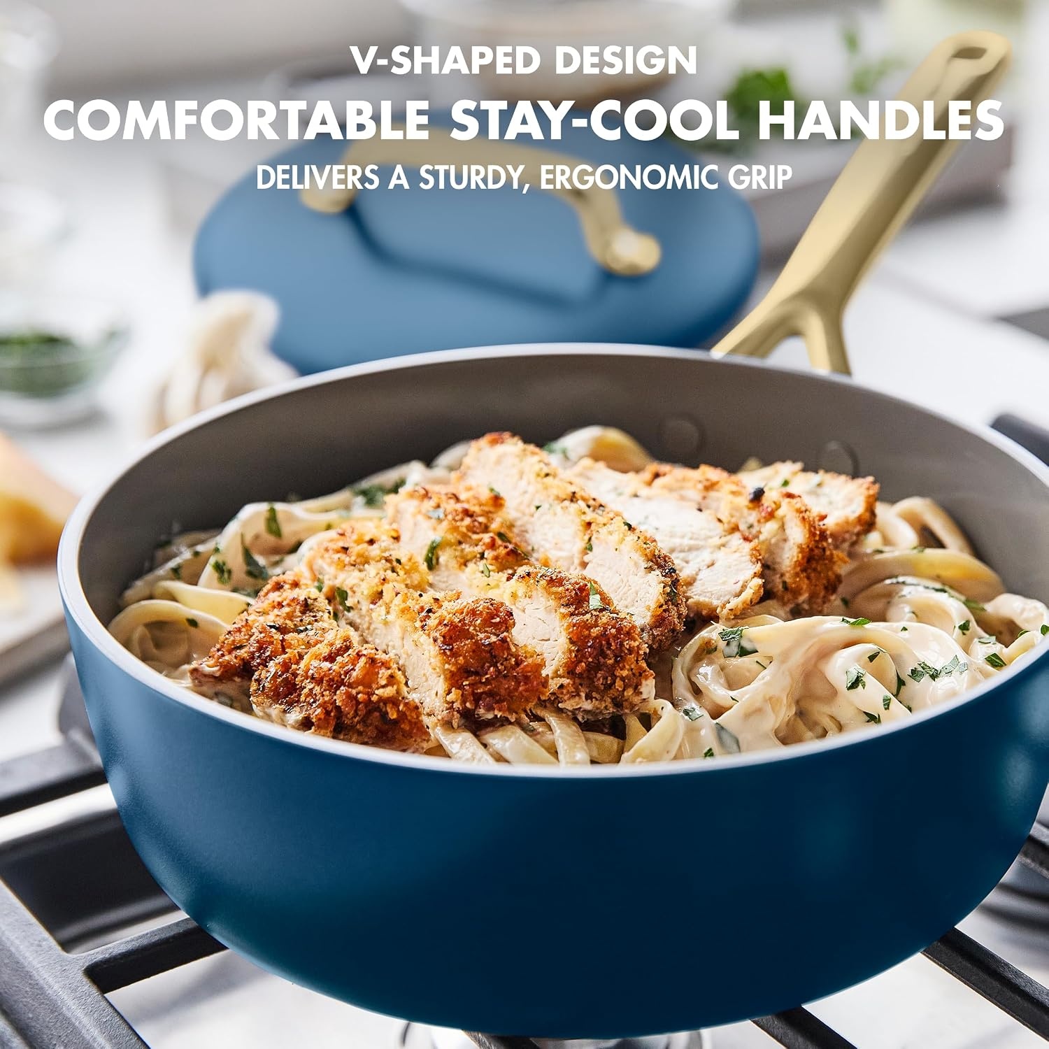 image:imageGreenPan GP5 Hard Anodized Healthy Ceramic Nonstick 14 Piece Cookware Pots and Pans SetHeavy Gauge Scratch ResistantStayFlat Surface Induction Mirror Finish HandleOven SafePFASFree BlueBlue