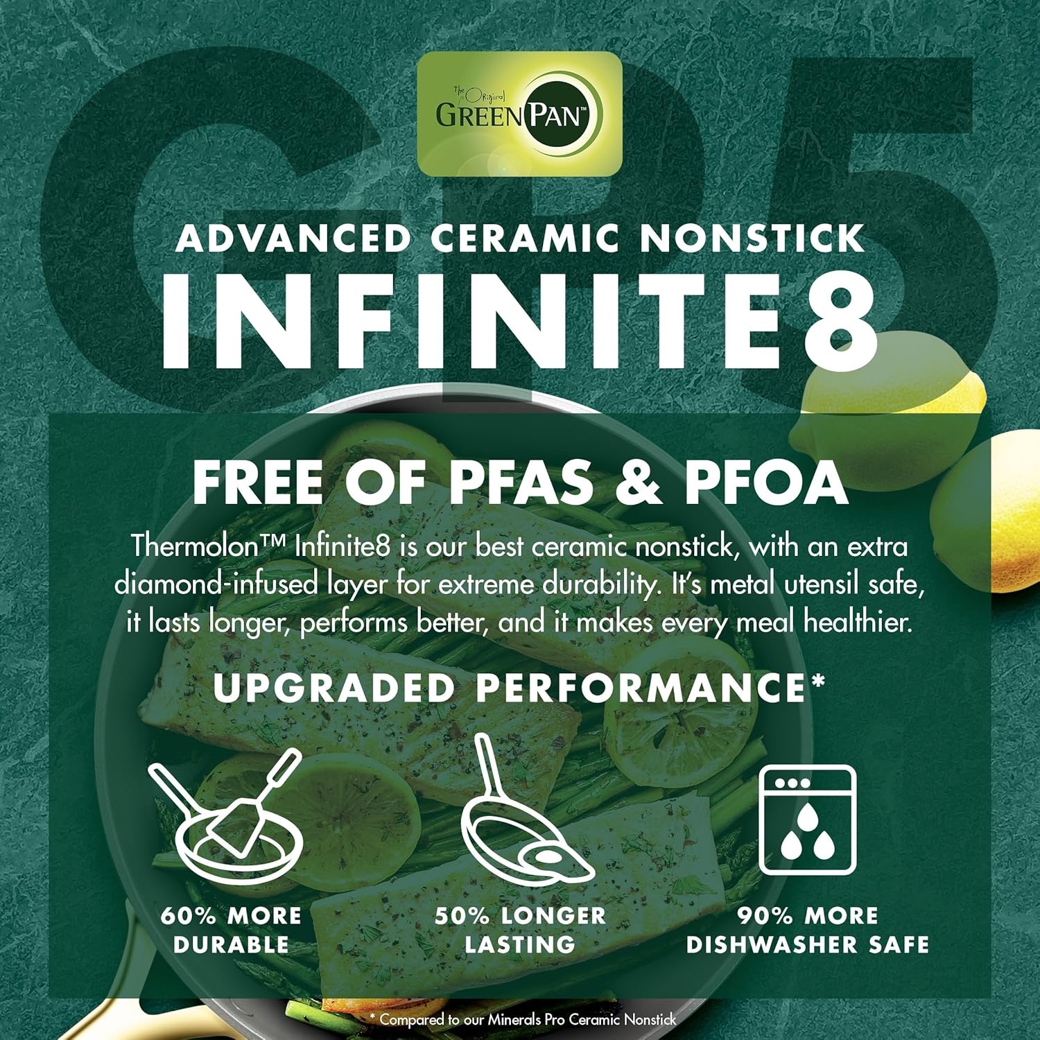 image:imageGreenPan GP5 Hard Anodized Healthy Ceramic Nonstick 14 Piece Cookware Pots and Pans SetHeavy Gauge Scratch ResistantStayFlat Surface Induction Mirror Finish HandleOven SafePFASFree BlueRainforest Green