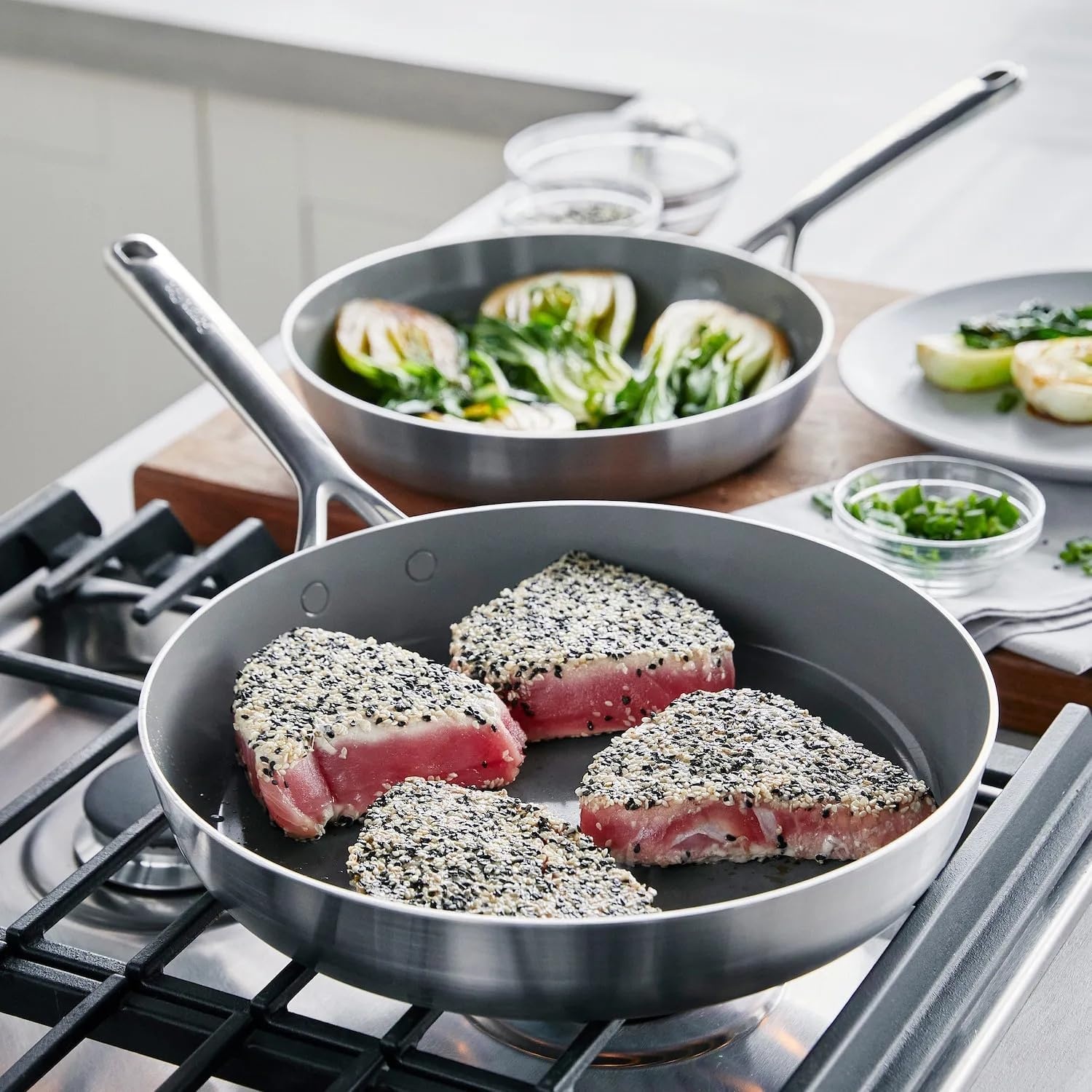 image:imageGreenPan GP5 Stainless Steel 5Ply Healthy Ceramic Nonstick 13 Piece Cookware Pots amp Pans Set Frying Pans Saut Saucepans Stock Pot Scratch Resistant InductionDishwasher amp Oven Safe PFASFree