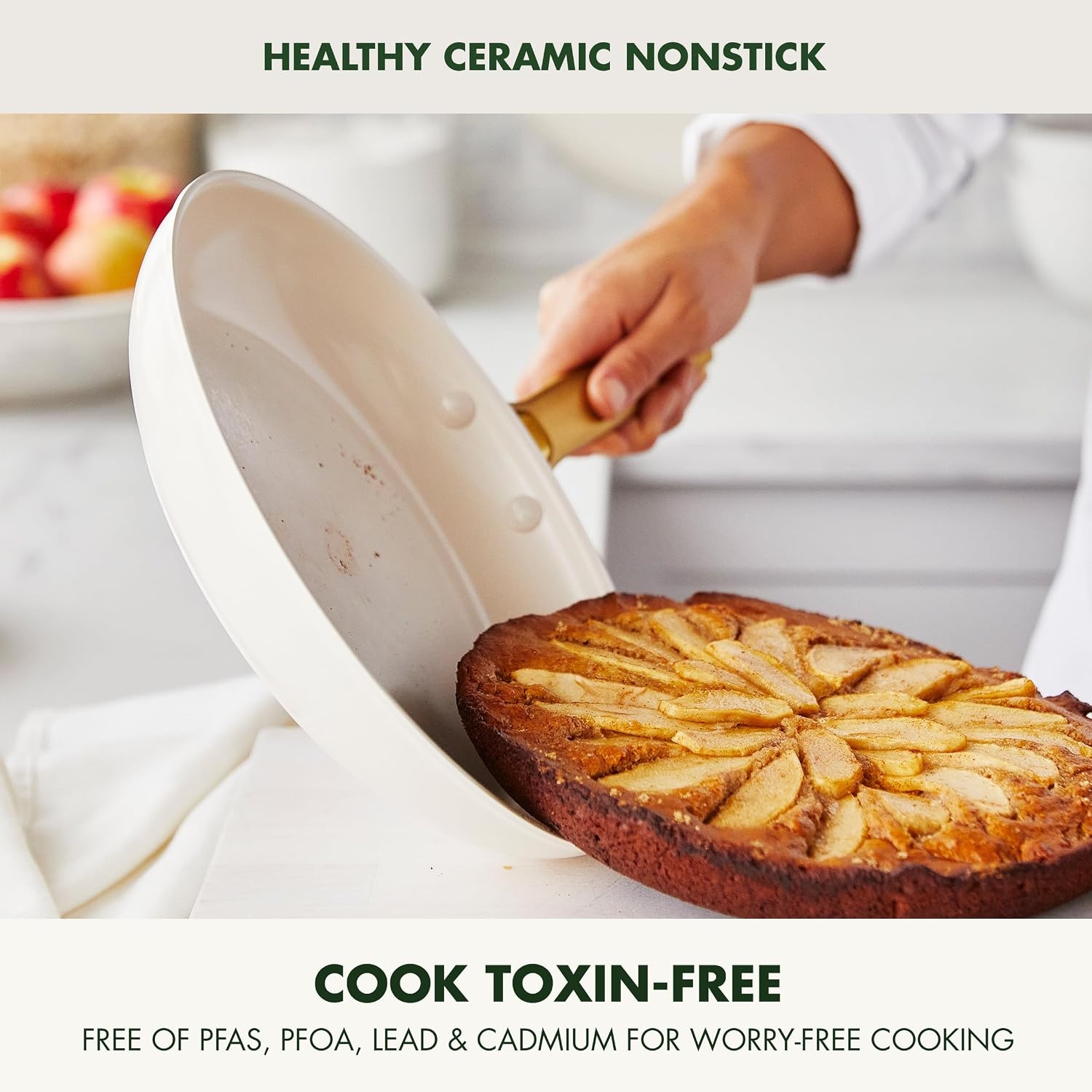 image:imageGreenPan Hard Anodized Healthy Ceramic Nonstick 10 and 12 Frying Pan Skillet Set Gold Handle PFASFree Dishwasher Safe Oven Safe Twilight BlueCream White