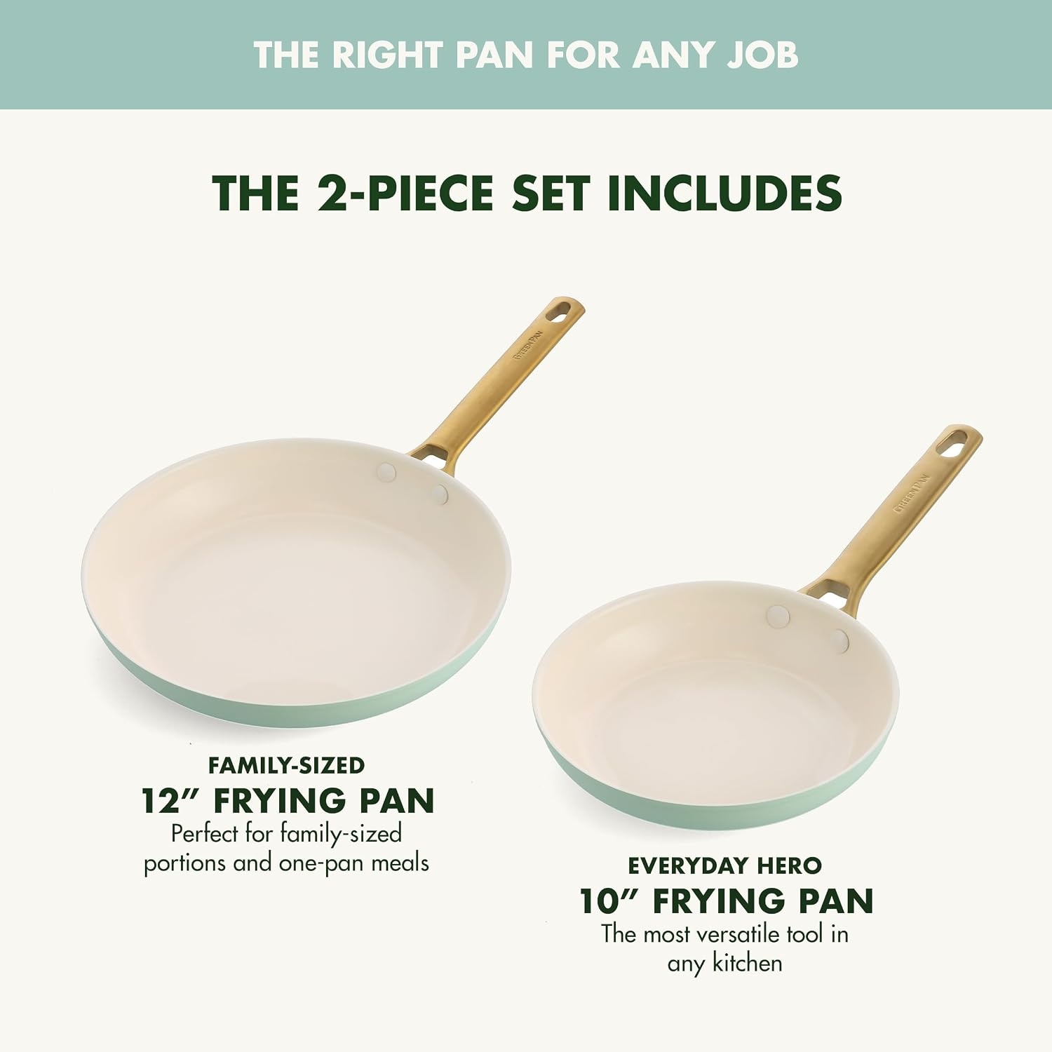 image:imageGreenPan Hard Anodized Healthy Ceramic Nonstick 10 and 12 Frying Pan Skillet Set Gold Handle PFASFree Dishwasher Safe Oven Safe Twilight BlueJulep Green