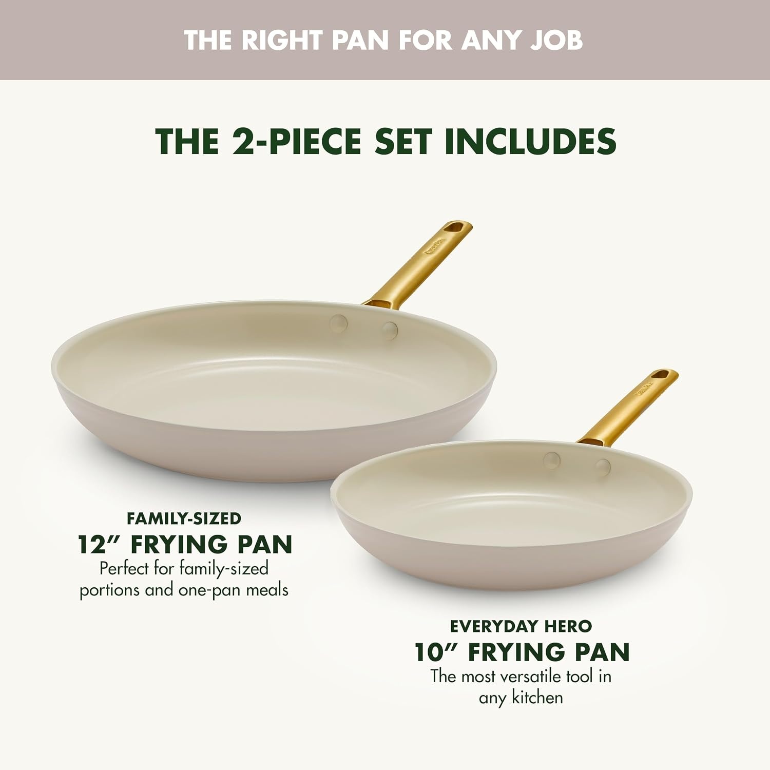 image:imageGreenPan Hard Anodized Healthy Ceramic Nonstick 10 and 12 Frying Pan Skillet Set Gold Handle PFASFree Dishwasher Safe Oven Safe Twilight BlueTaupe