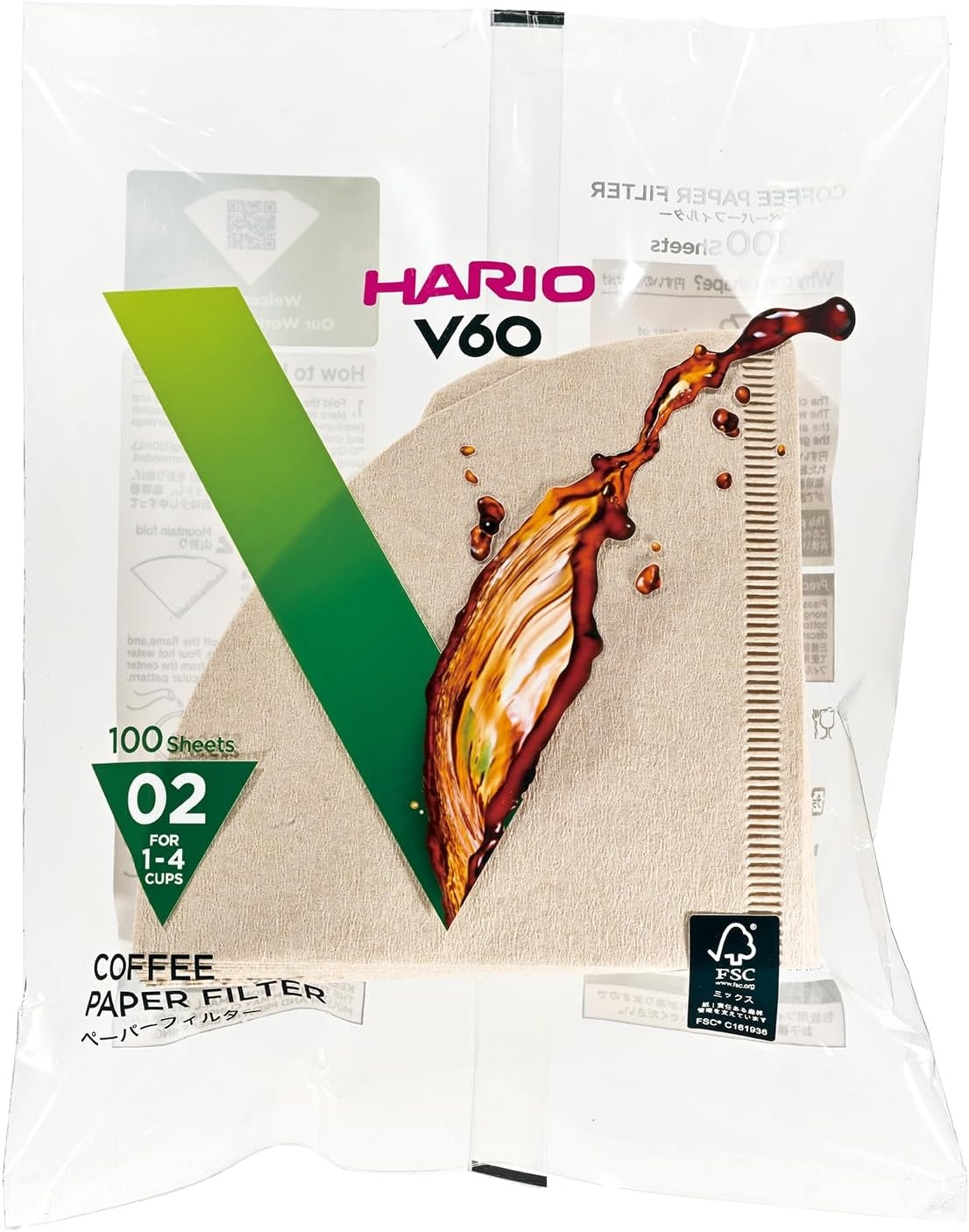 image:imageHario V60 Paper Coffee Filter Size 02 White 40ct BoxNatural