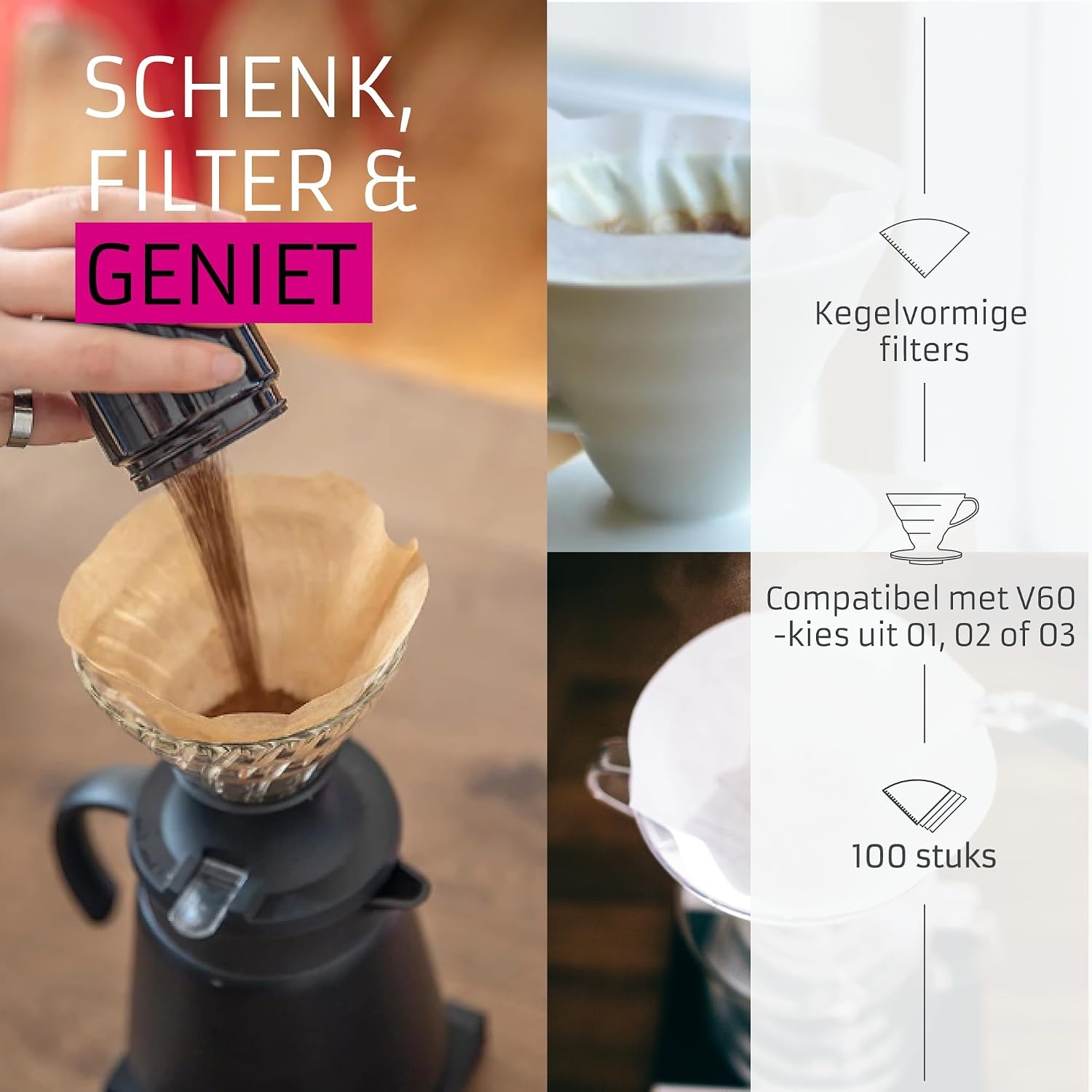 image:imageHario V60 Paper Coffee Filter Size 02 White 40ct BoxWhite