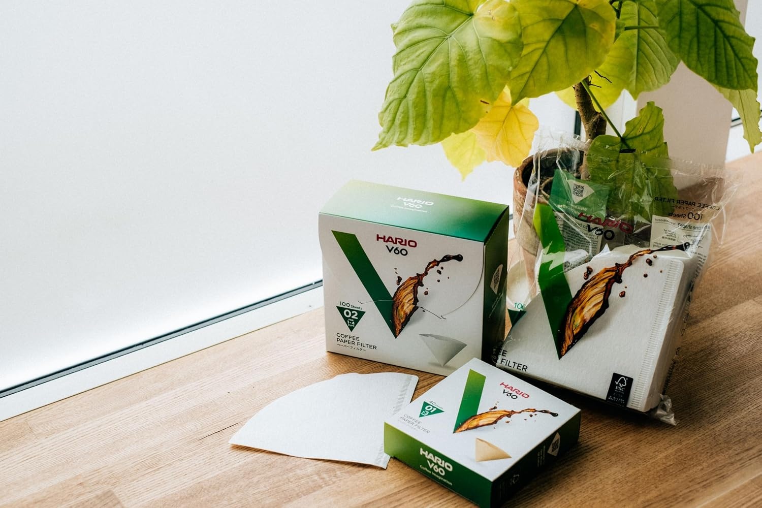 image:imageHario V60 Paper Coffee Filter Size 02 White 40ct BoxWhite