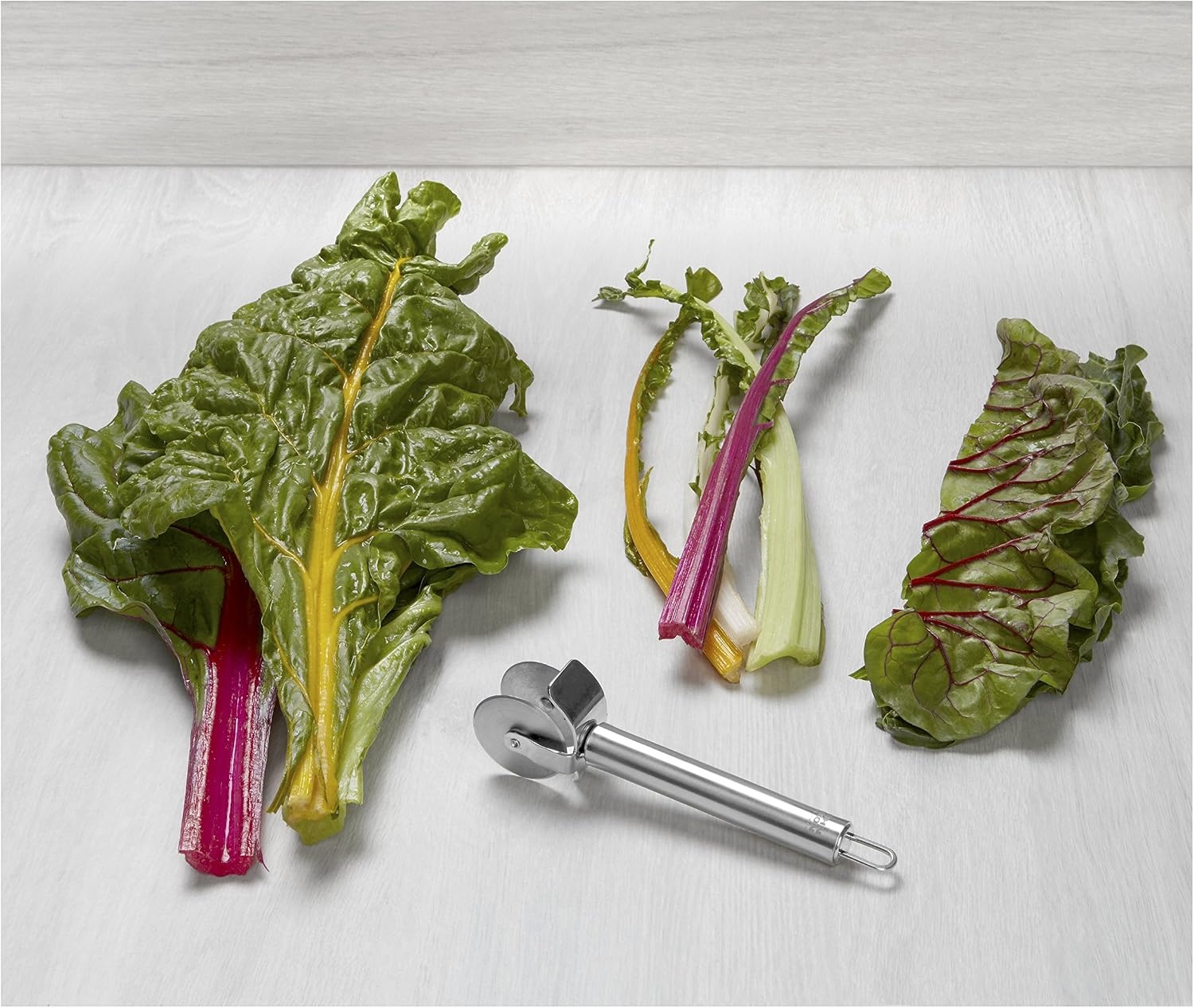 image:imageKuhn Rikon Julienne Peeler with Blade Protector Stainless Steel HandleLeafy Greens Zipper