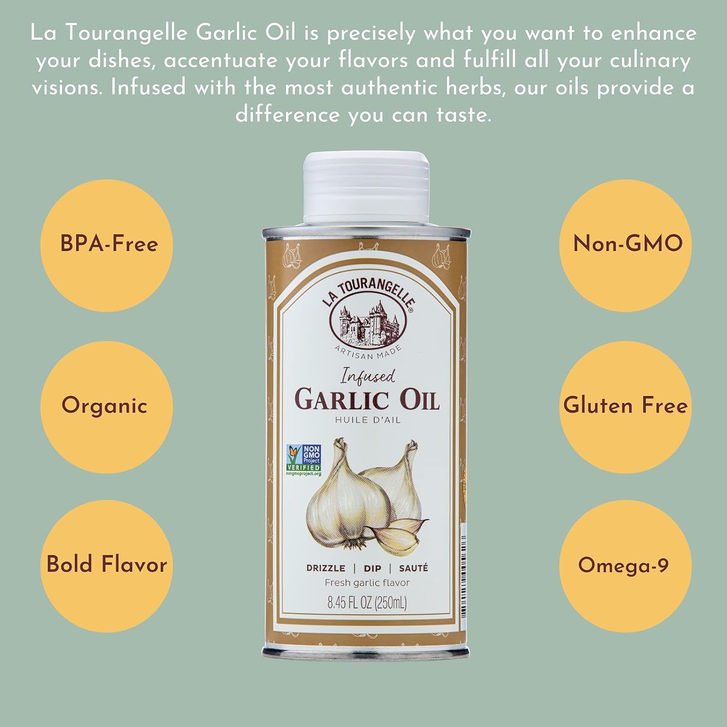 image:imageLa Tourangelle White Truffle Cooking Spray Complex Gourmet Earthy Flavor for Spraying on Pasta Popcorn Vegetables Potatoes and More 5 Fl OzGarlic
