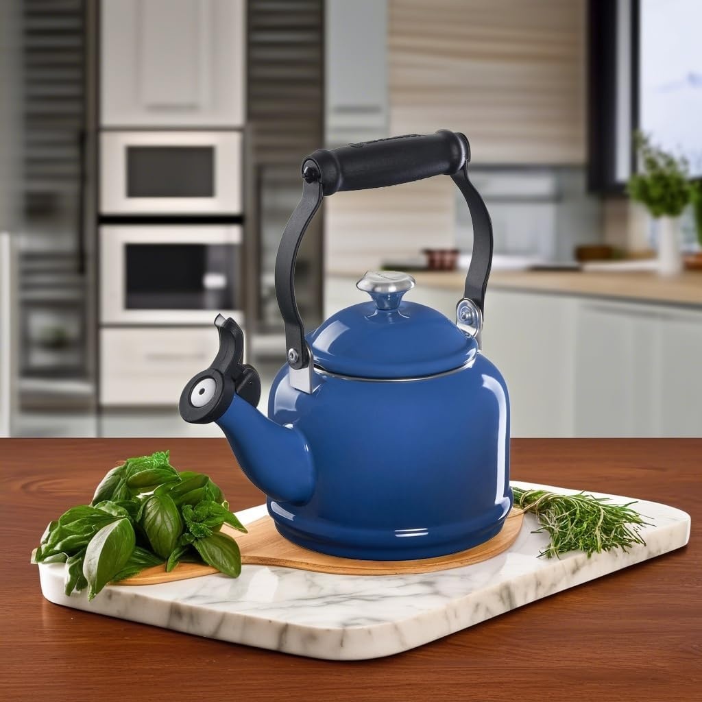 image:imageLe Creuset Enamel On Steel Demi Tea Kettle with Metal Finishes 125 qt FlameMarseille