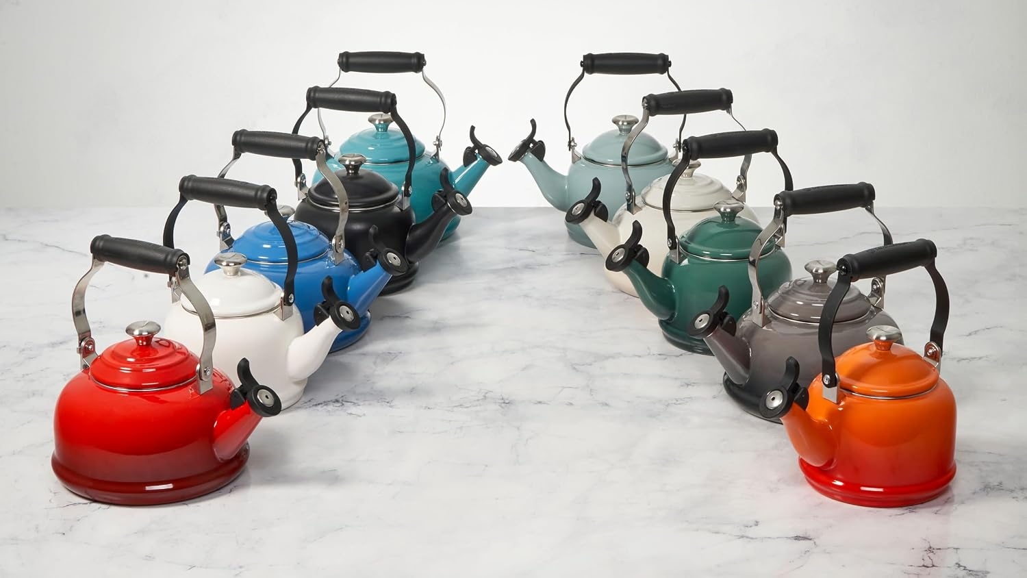 image:imageLe Creuset Enamel On Steel Demi Tea Kettle with Metal Finishes 125 qt FlameMarseille
